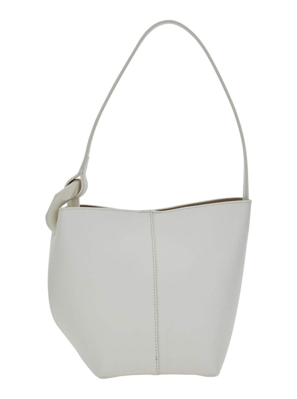 J.W. Anderson J. W. Anderson corner Small Bucket White Shoulder Bag With Metal Knot Detail In Leather Woman