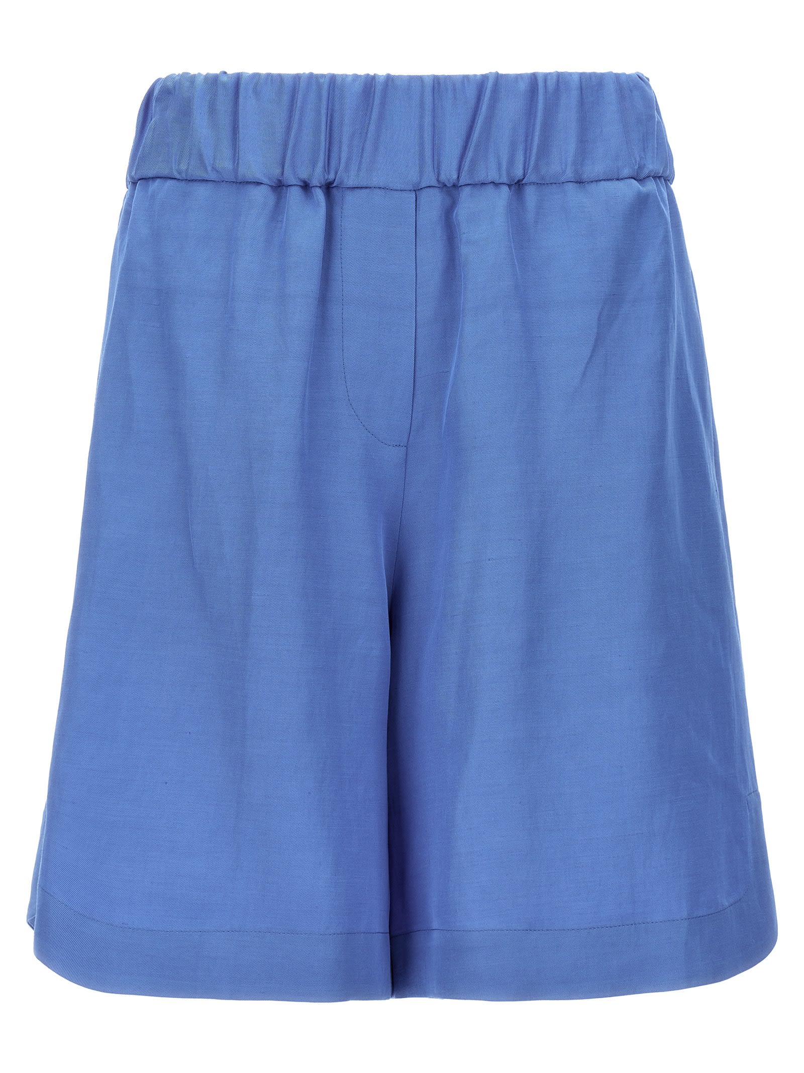 Shop Alberto Biani Elastic Shorts At The Waist In Light Blue