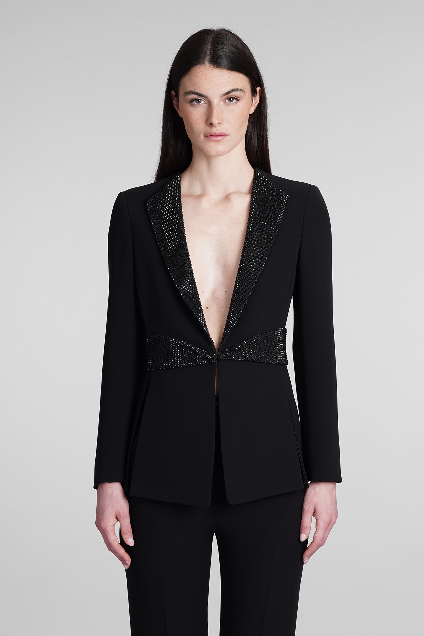 Shop Giorgio Armani Blazer In Black Silk