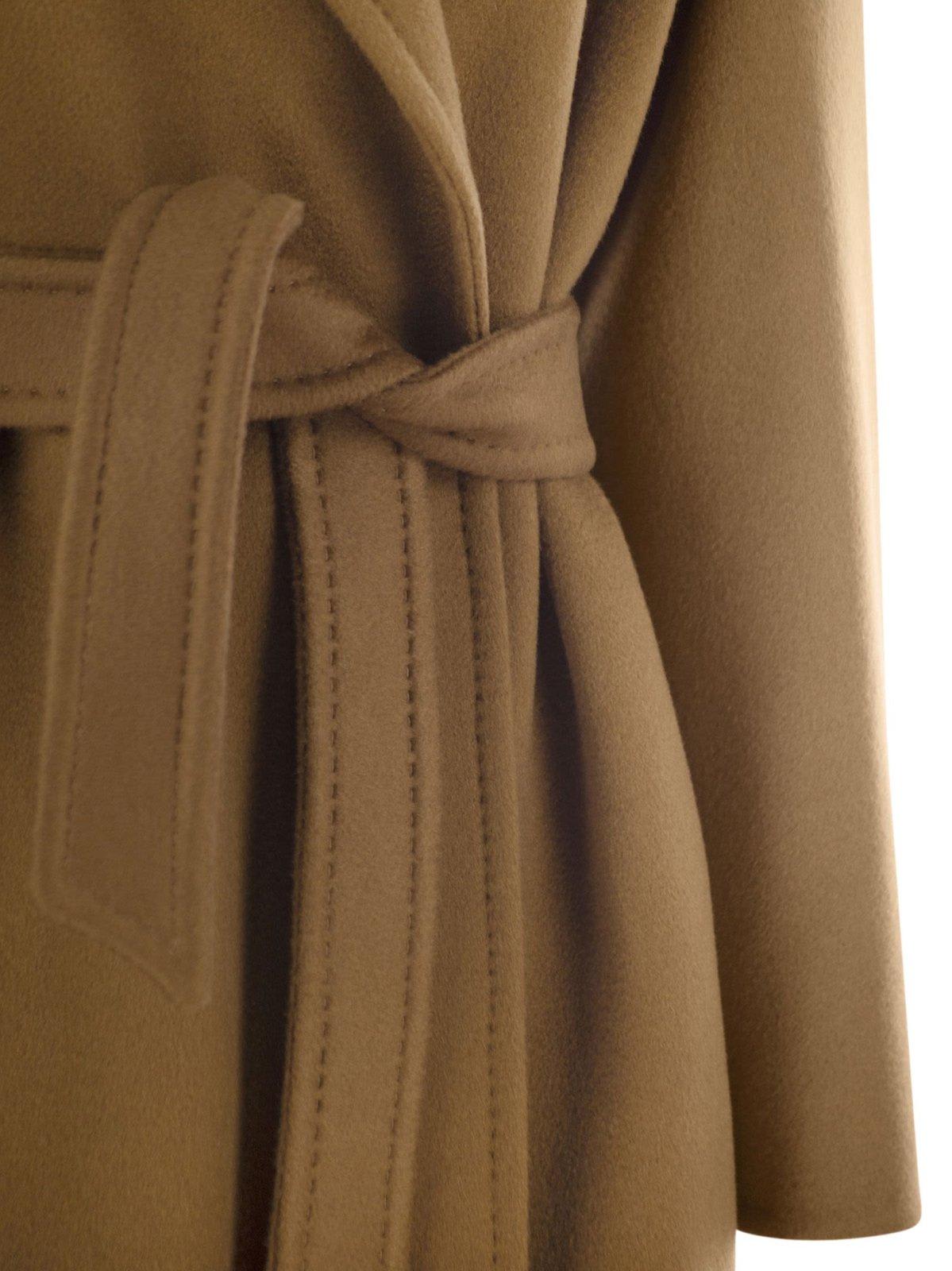 Max Mara Maxmara Women Melinda - Cashmere Midi Coat With Belt In Leather Brown