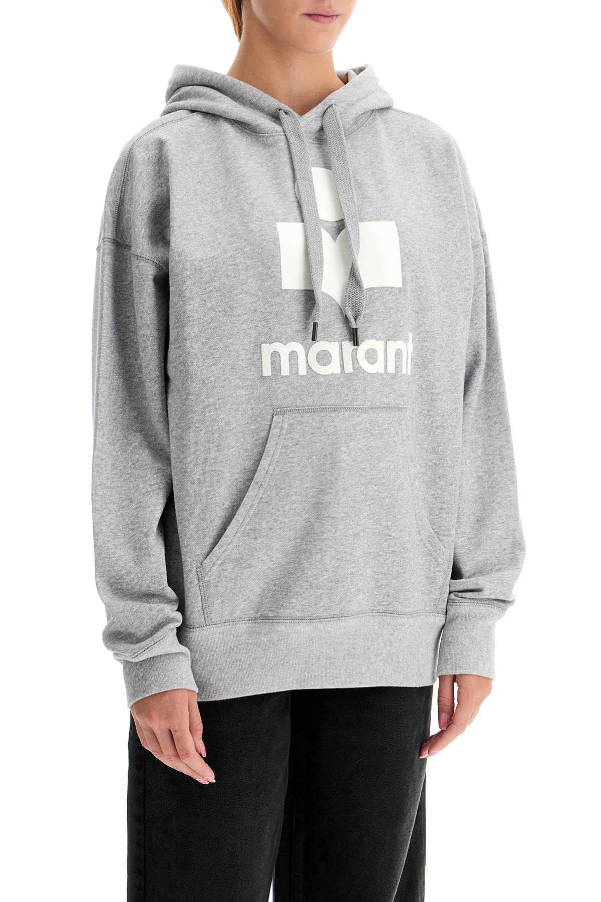 Isabel Marant Étoile Hooded Sweatshirt With Drawstring And Kangaroo Pocket In Gray