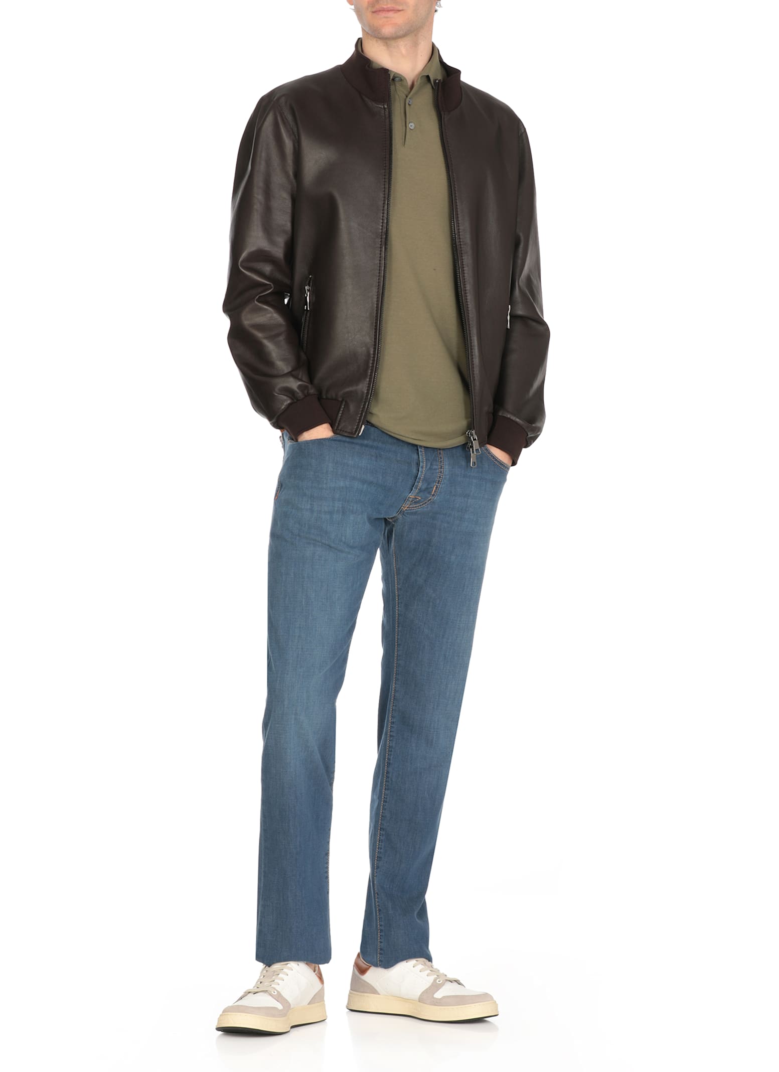 Jacob Cohen Blue Jeans With Logo Patch On The Back