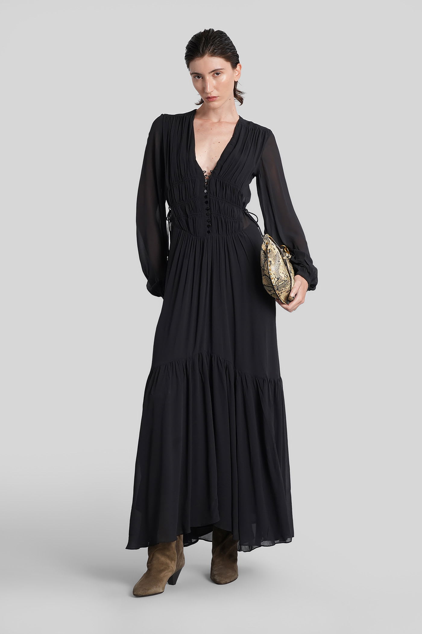 Isabel Marant Étoile Briane Long Dress In Black Viscose In Black
