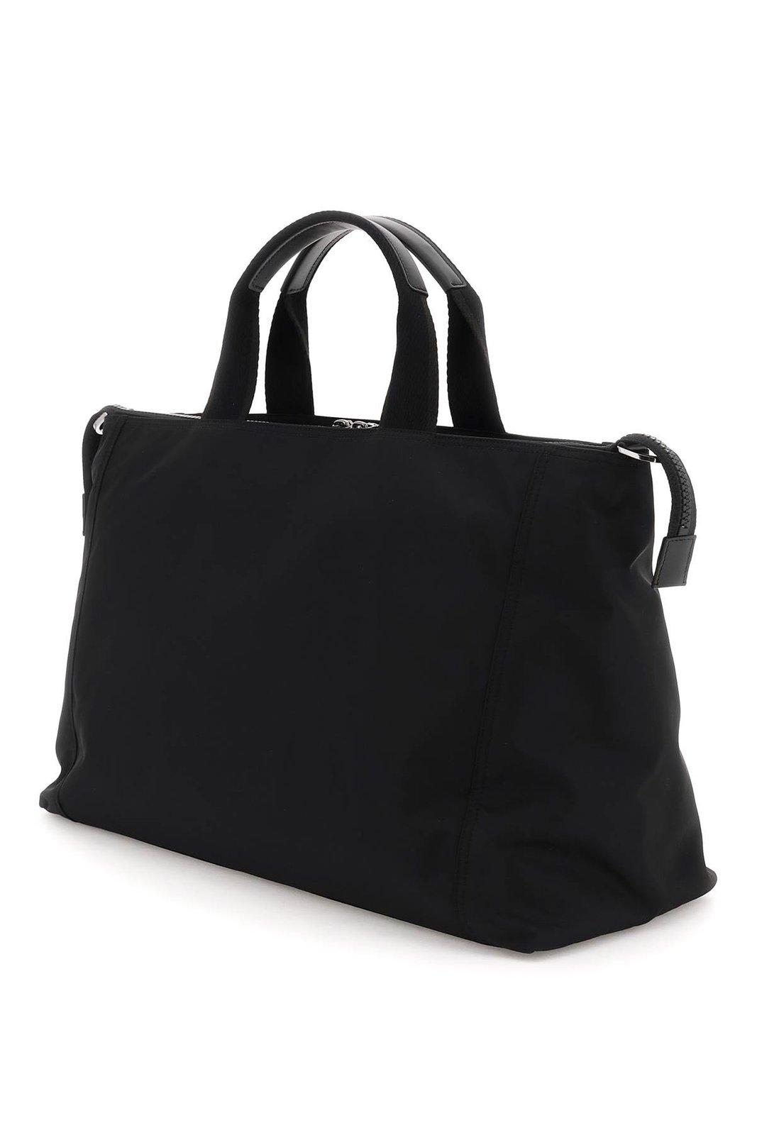 Shop Dolce & Gabbana Logo Printed Zipped Travel Bag In Nero/bianco