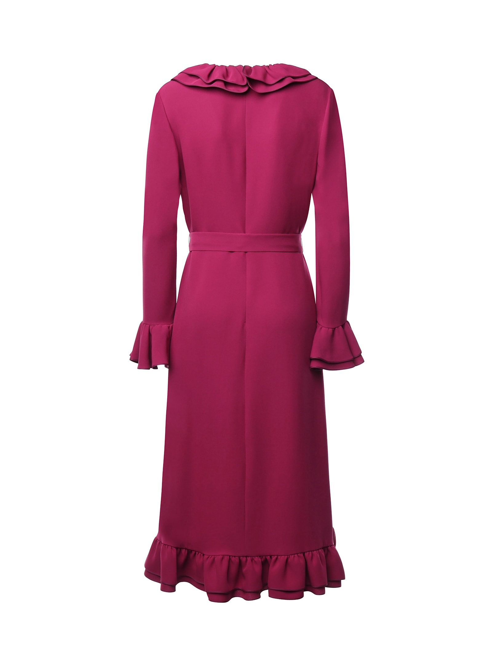 Valentino Cady Couture Ruffled Midi Dress In Magenta
