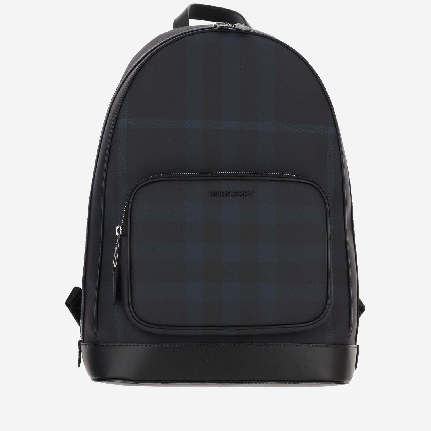 Burberry Technical Fabric Backpack With Check Pattern In Black