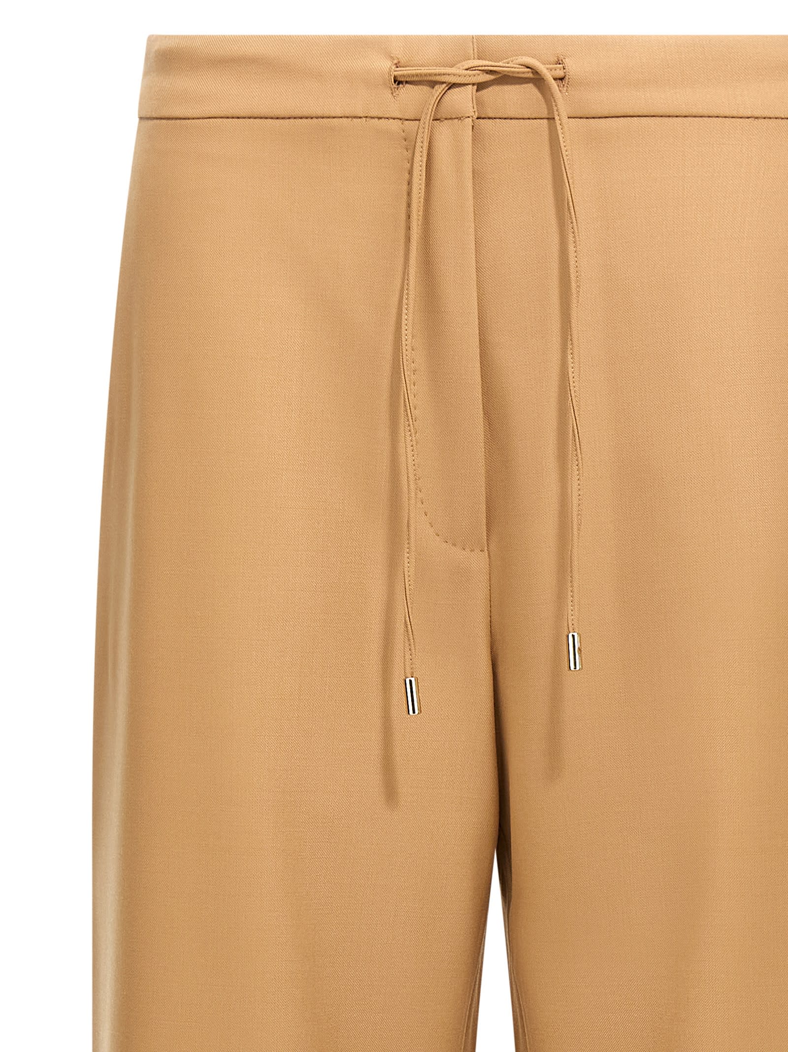 Max Mara Pantalone A Coulisse In Saglia Di Lana Cammello In Neutral