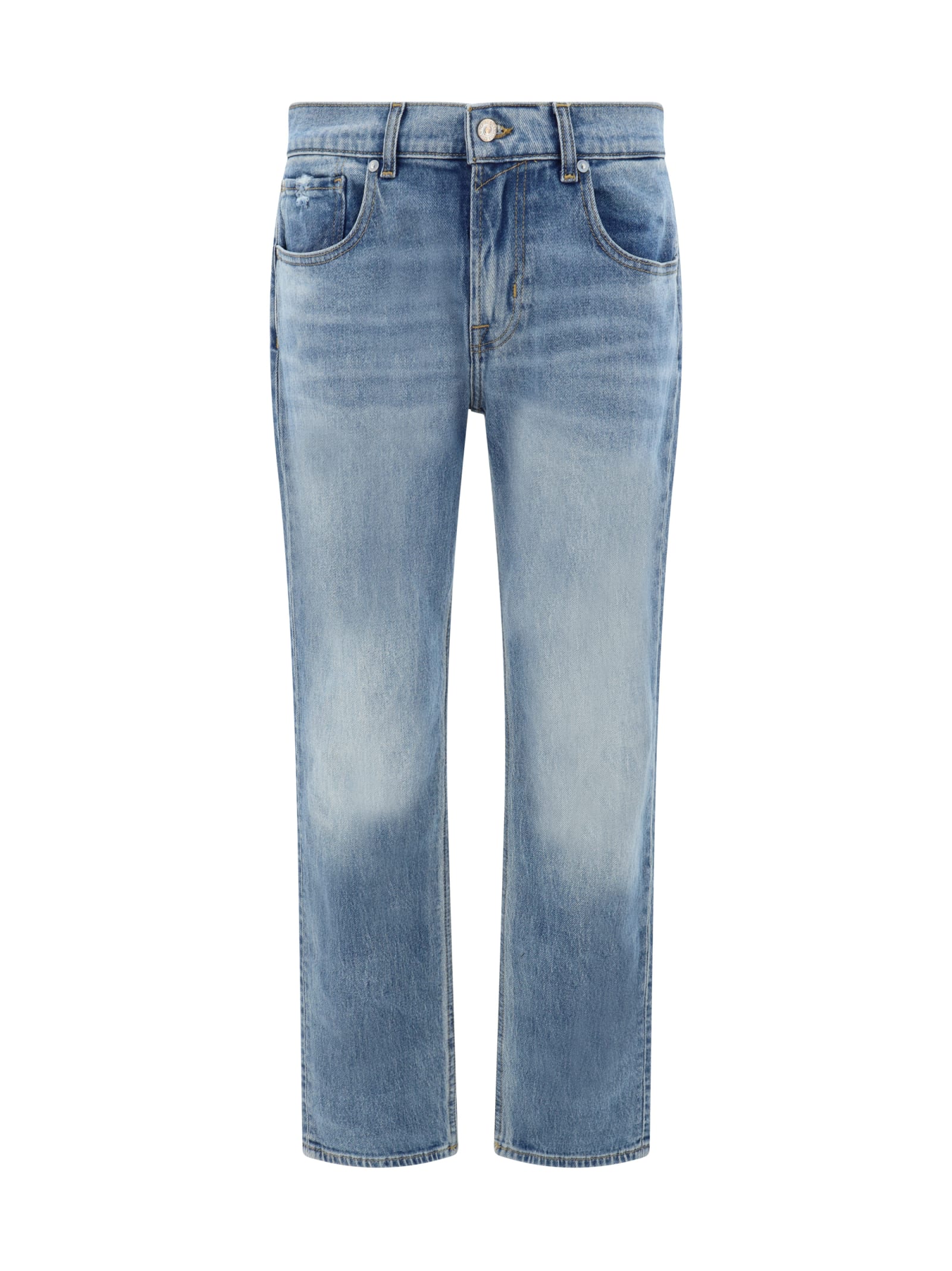 7 For All Mankind Slimmy Tapered Stretch Cotton Jeans In Light Blue