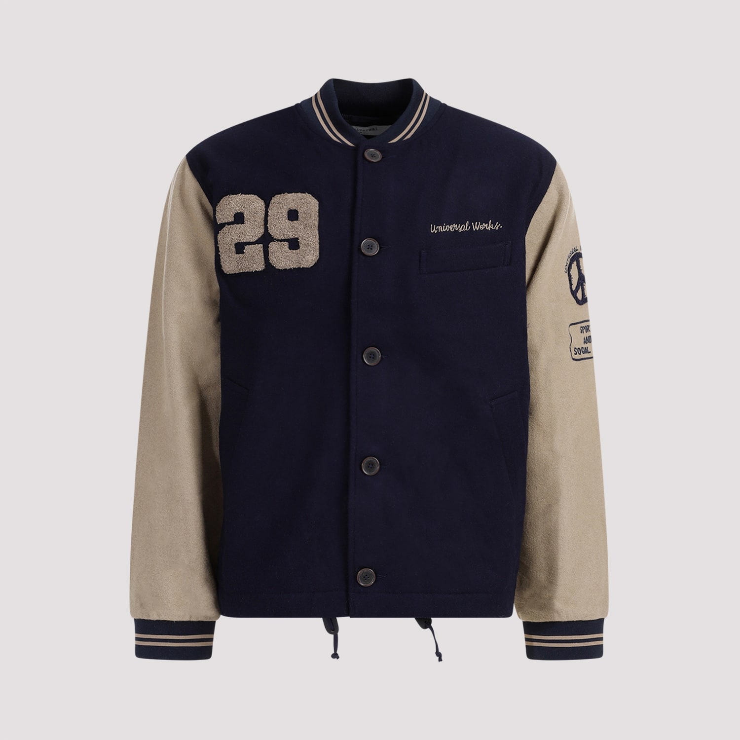 Shop Universal Works Newark Bomber In Navy Sand