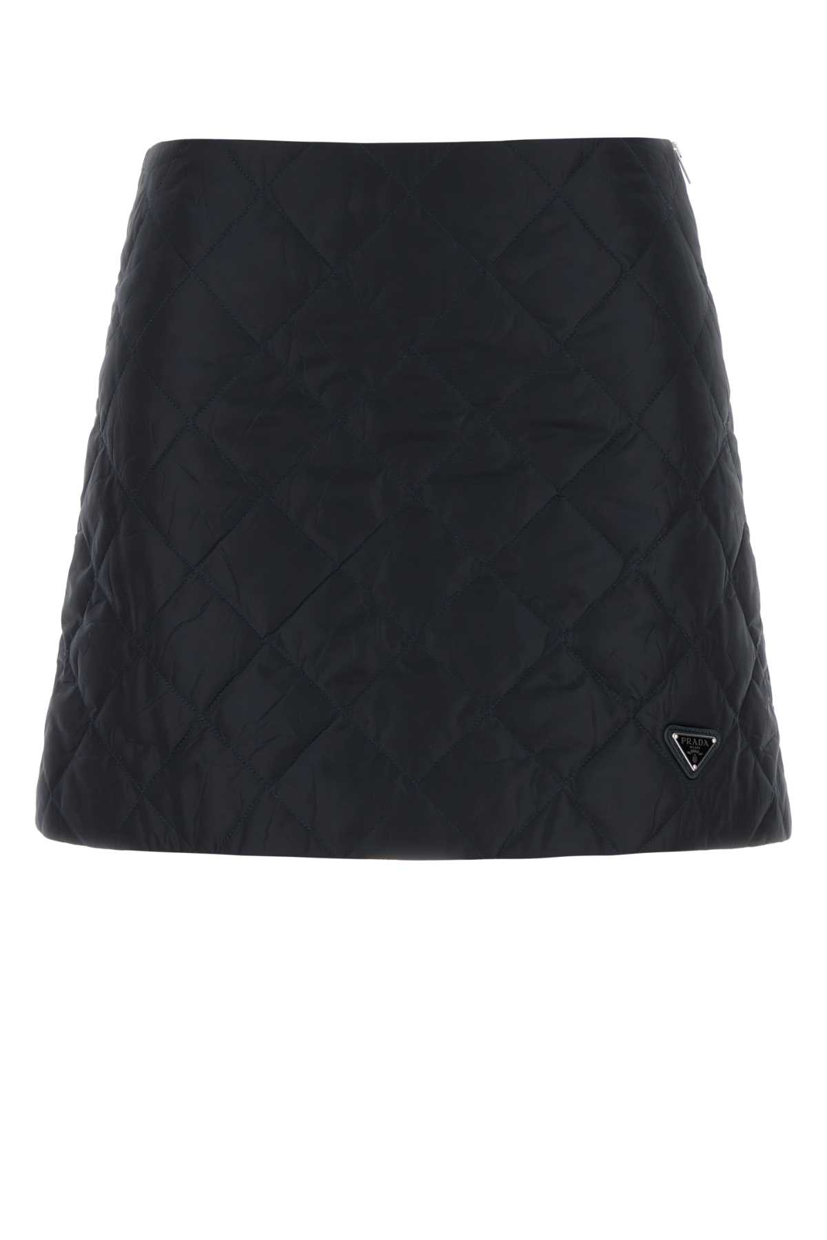 Dark Blue Re-nylon Mini Skirt