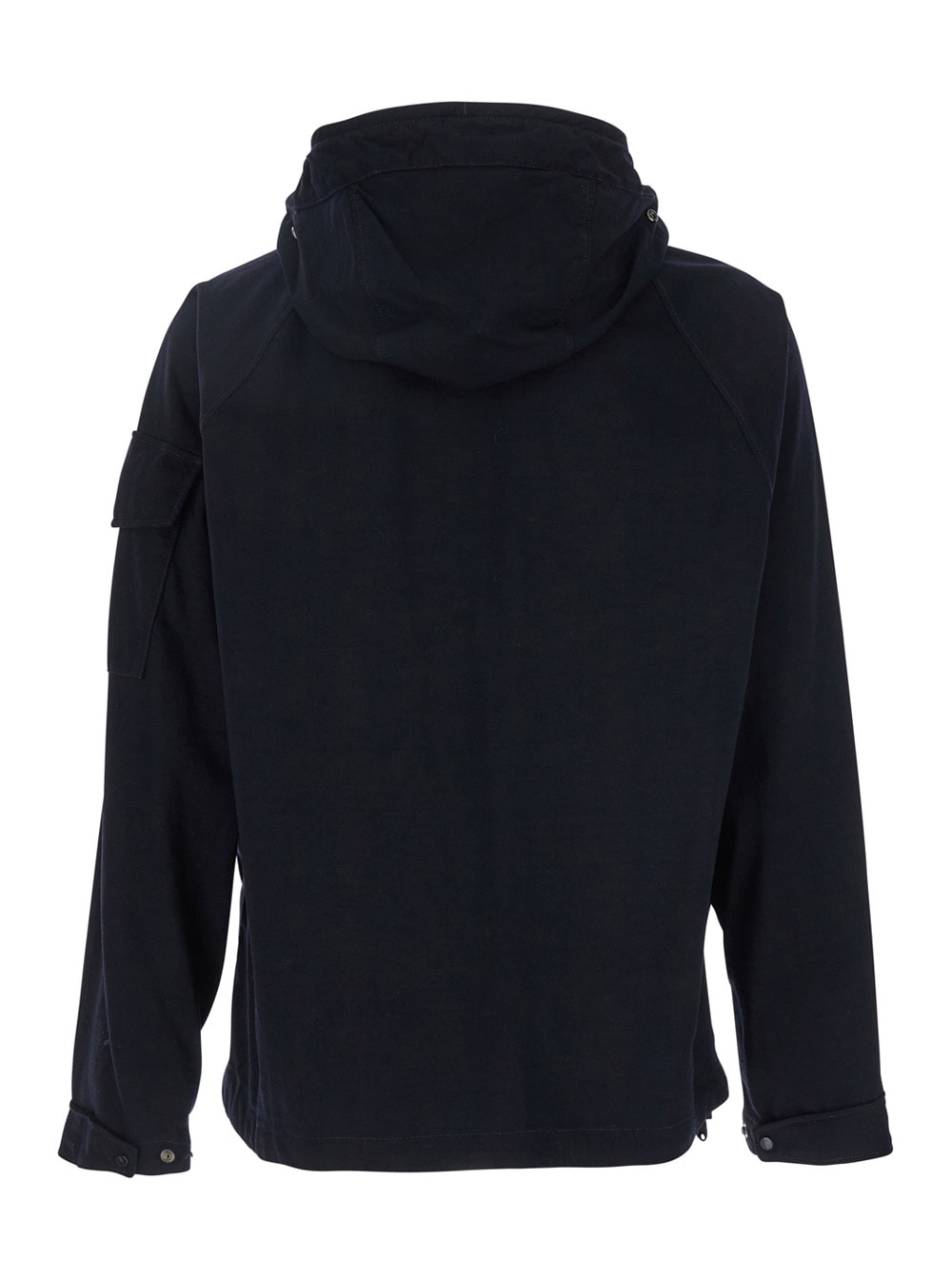C.p. Company Blue Jacket With Explorer Hood And Adjustable Drawstring Waist In Tech Fabric Man