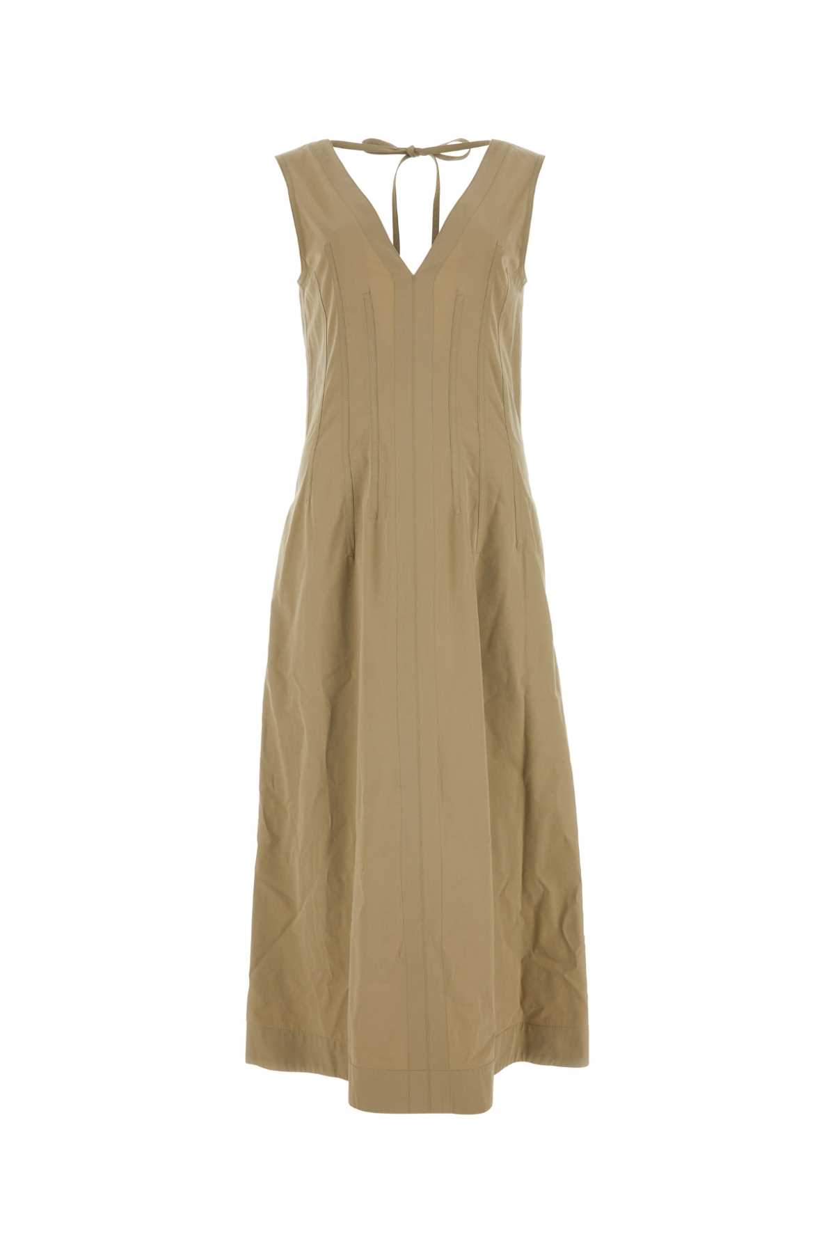 Shop Bottega Veneta Cappuccino Cotton Blend Dress In Sabbia