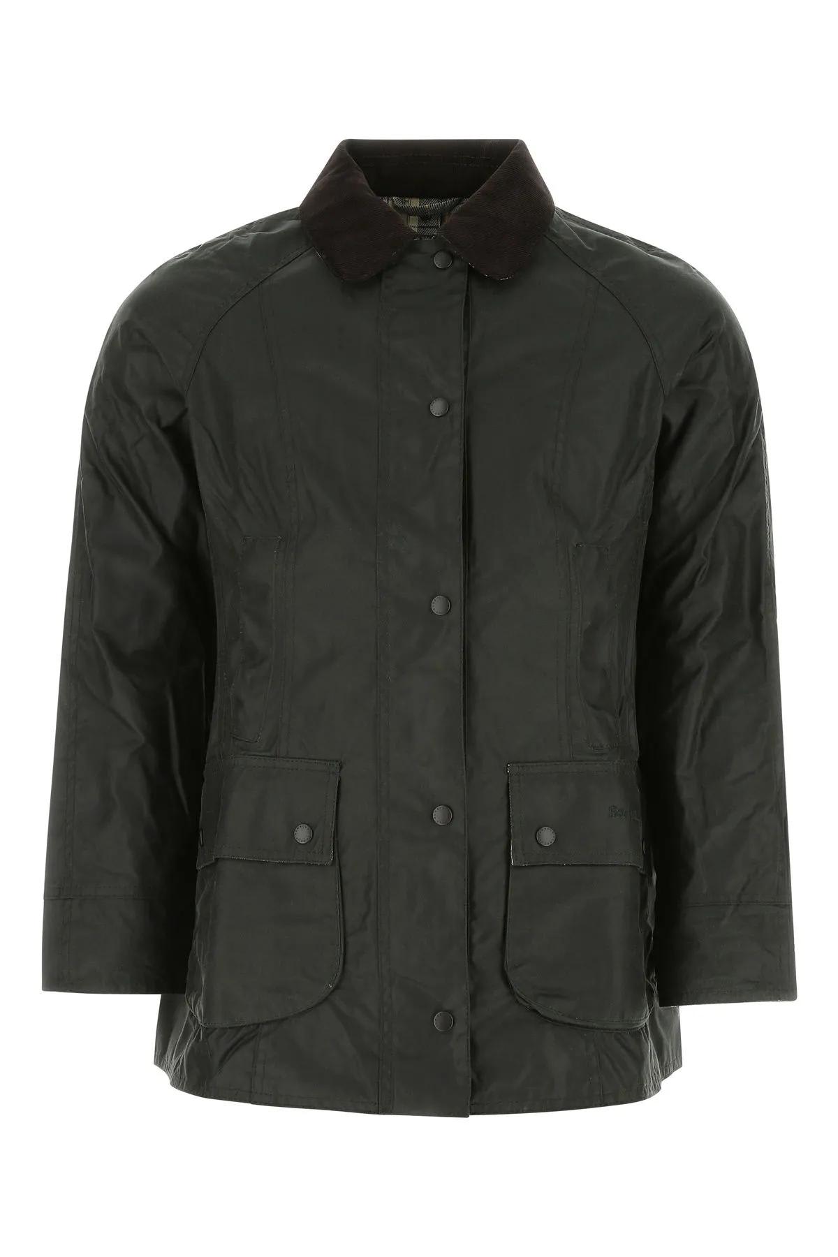 Shop Barbour Dark Green Cotton Beadnell Jacket