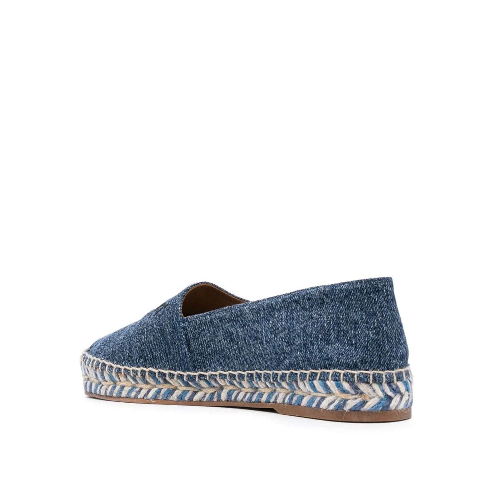 Shop Chloé Embroidered Logo Espadrilles In Blue