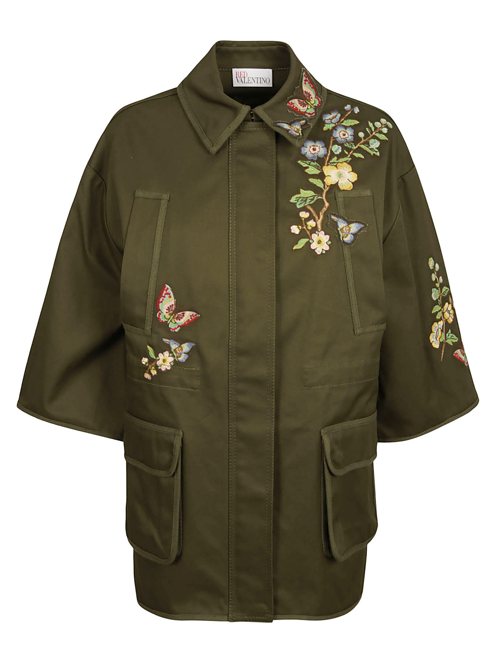 RED Valentino Floral Patched Army Jacket