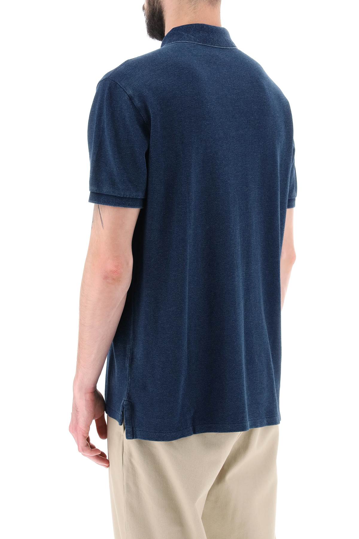 Shop Polo Ralph Lauren Pique Cotton Polo Shirt In Dark Indigo (blue)