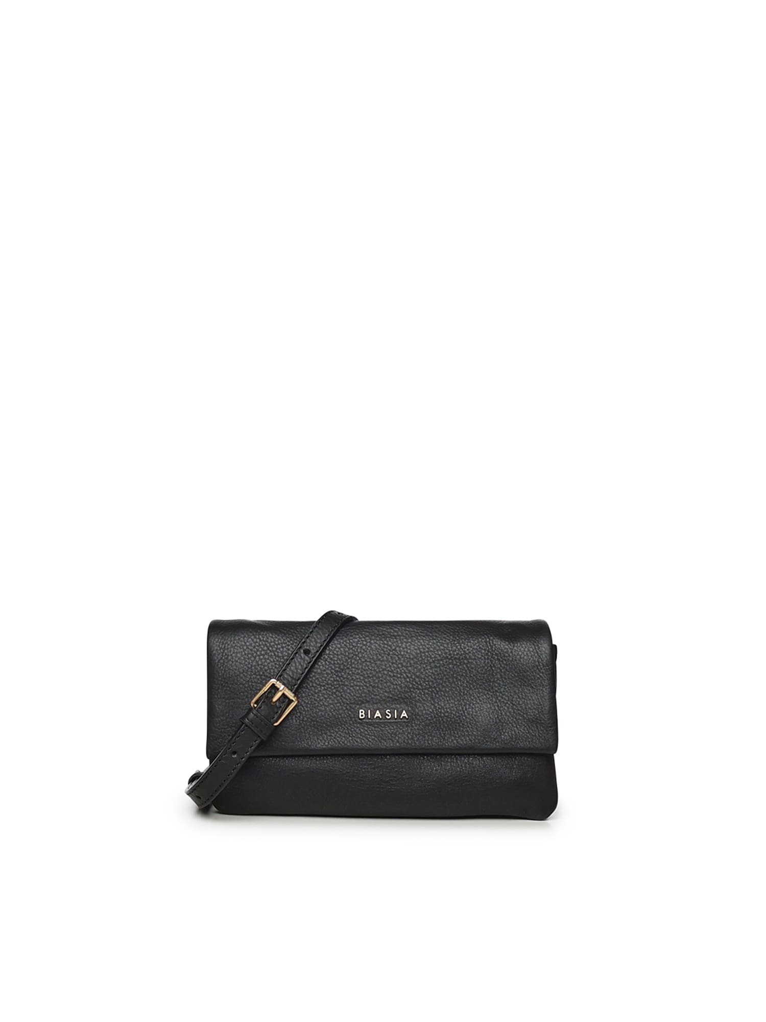 Biasia Leather Shoulder Bag In Black