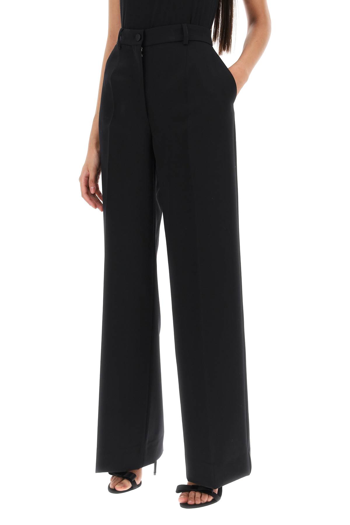 Shop Dolce & Gabbana Wide Leg Tailoring Pants In Nero (black)
