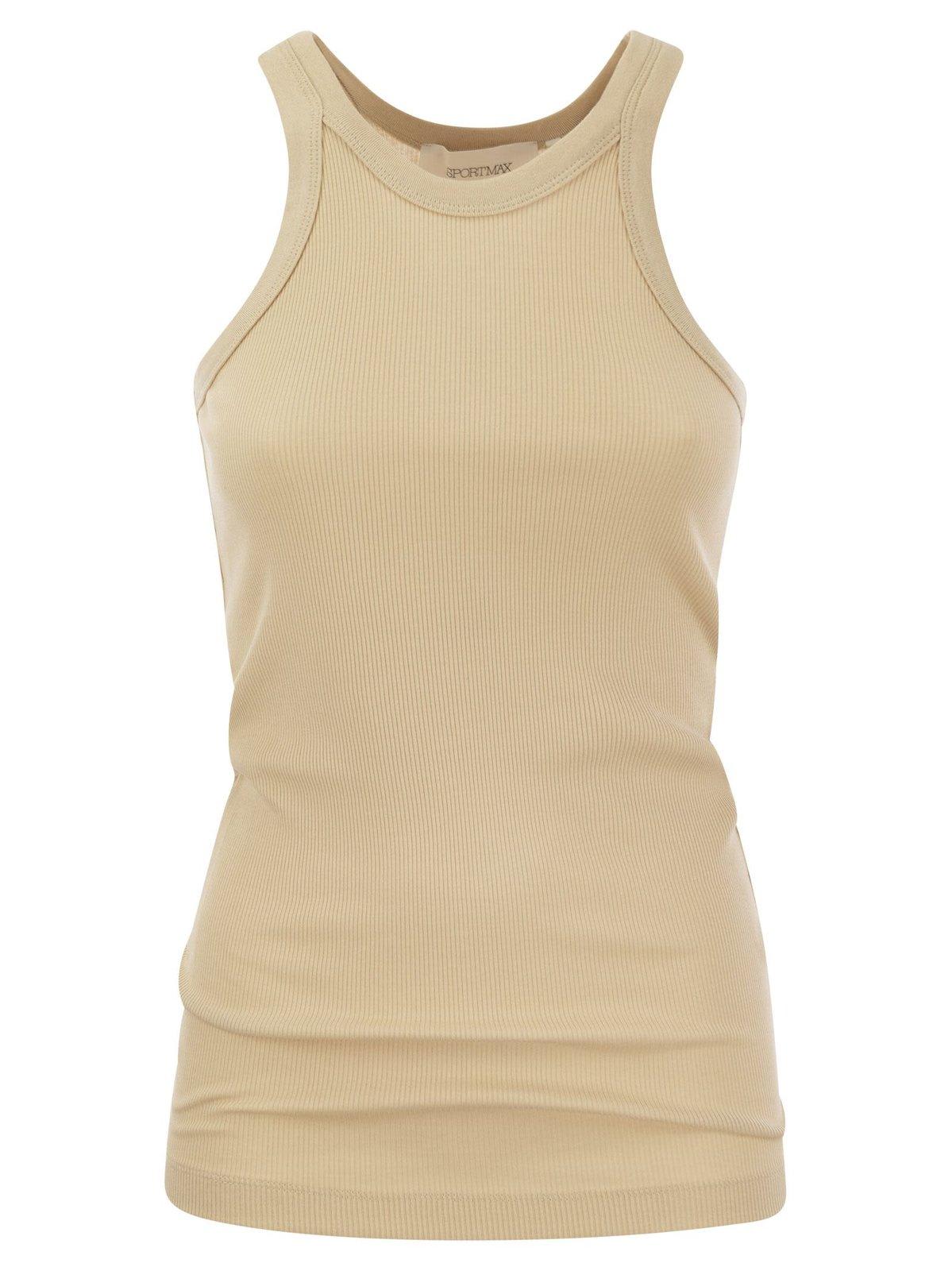 Shop Sportmax Ribbed Sleeveless Top In Flesh-colored