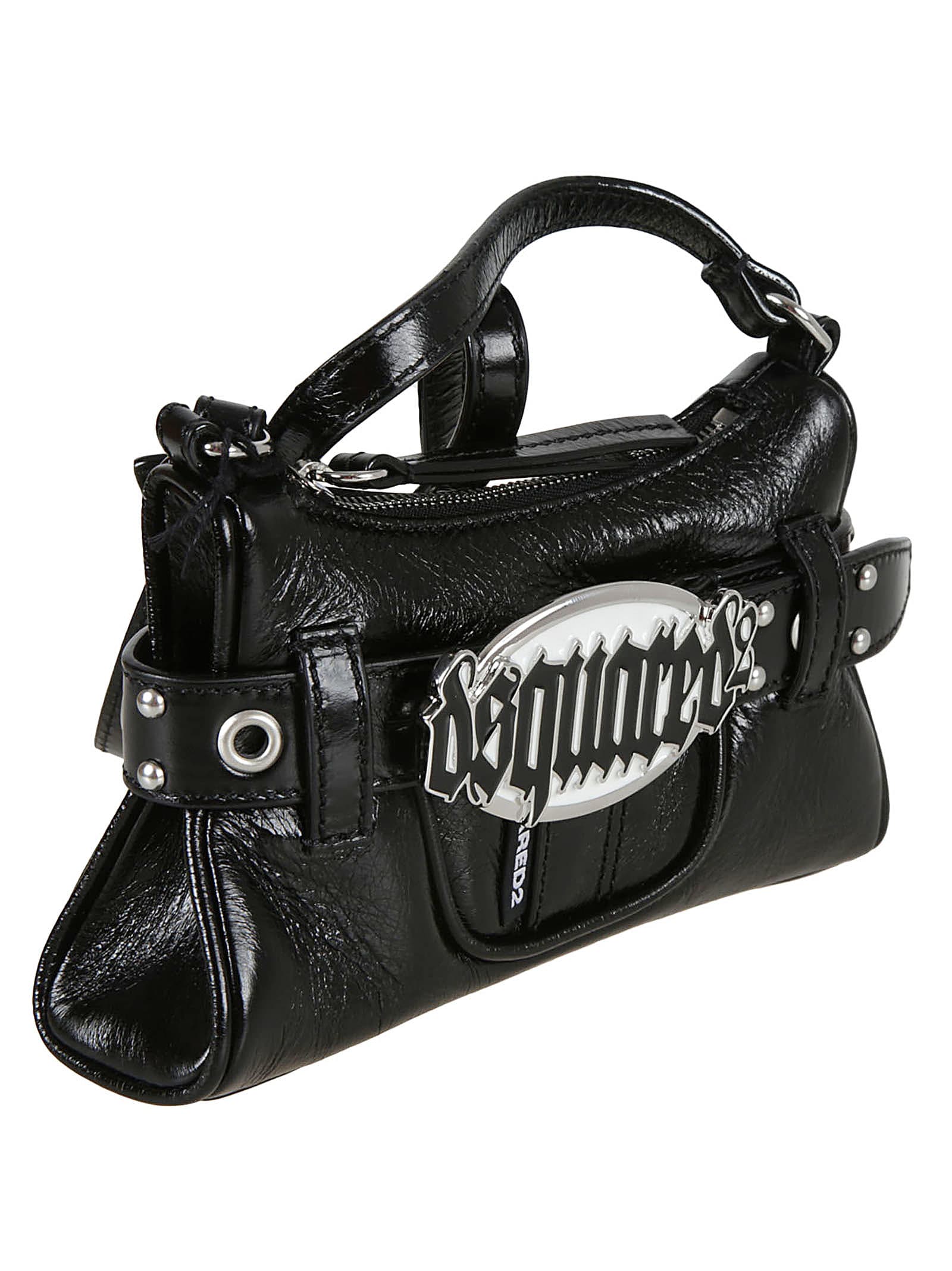 Shop Dsquared2 Logo Belted Shoulder Bag In Black