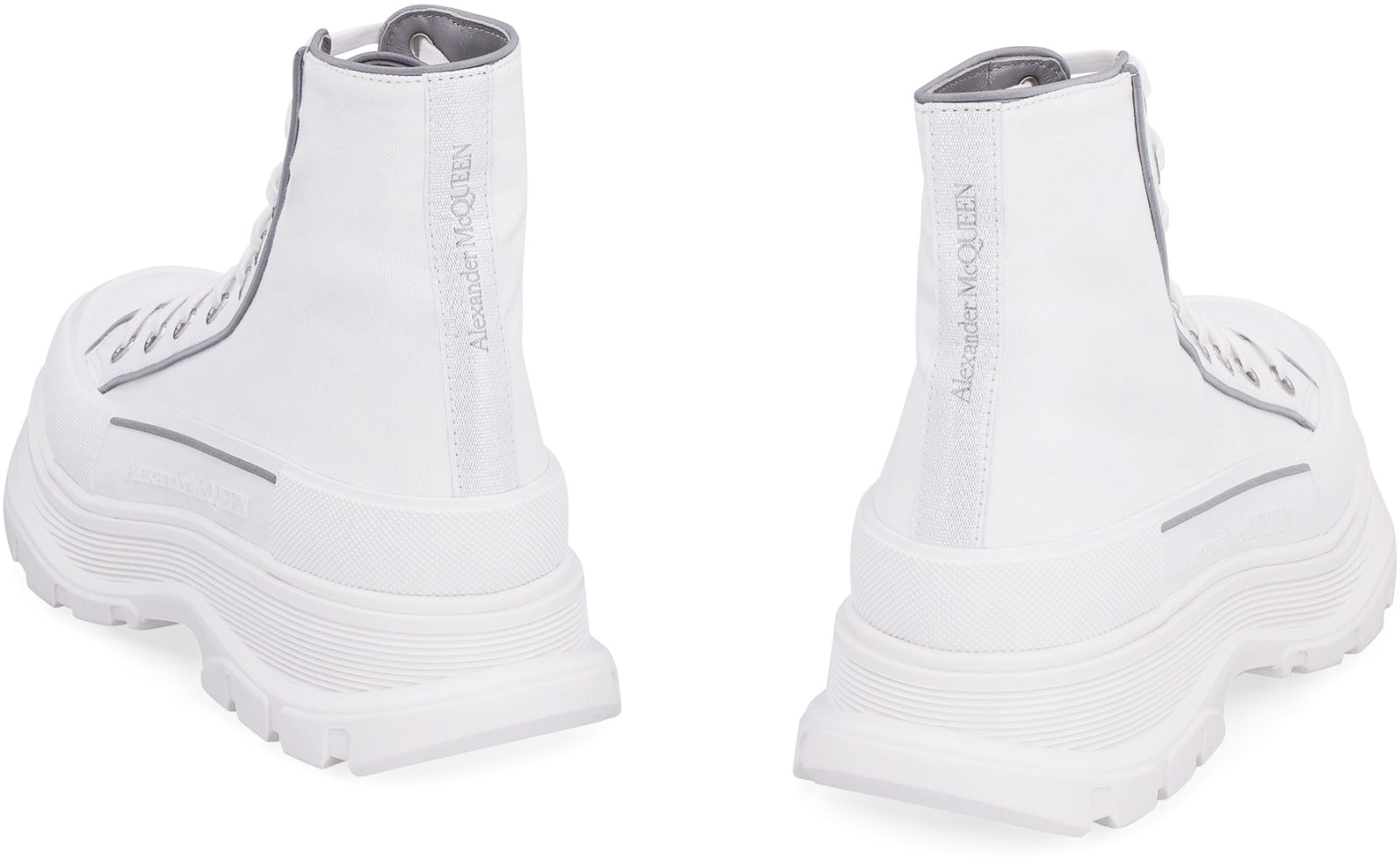 Shop Alexander Mcqueen Tread Slick Lace-up Ankle Boots In White