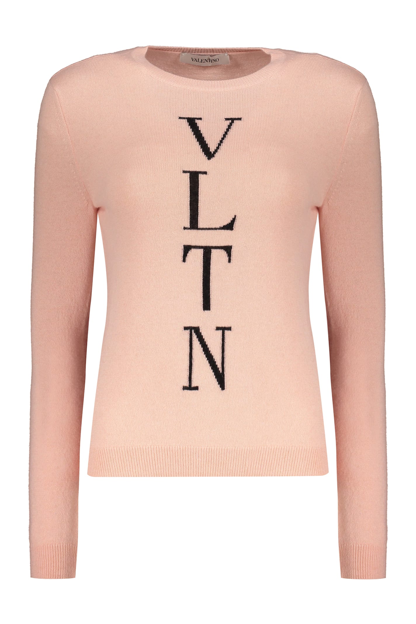 Valentino Long Sleeve Crew-neck Sweater In Pink