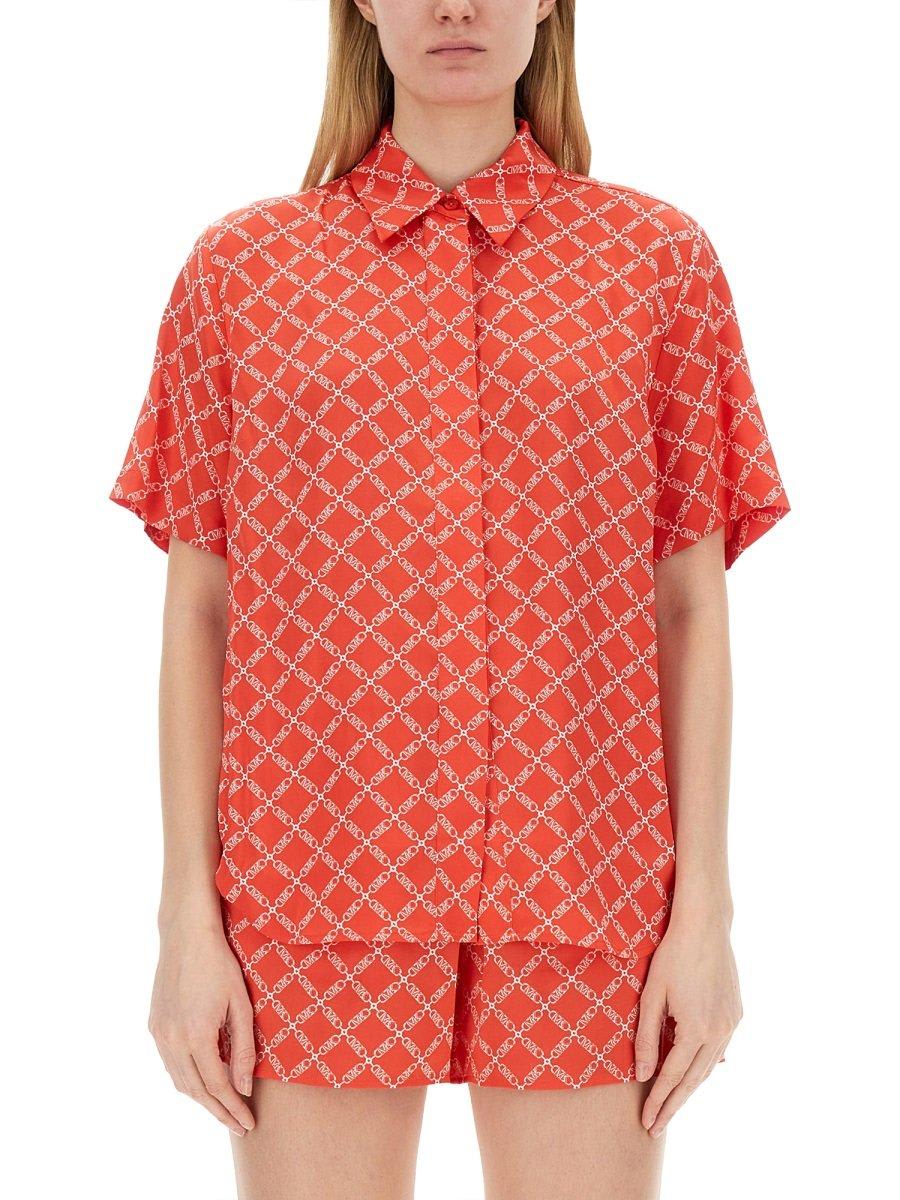 Shop Michael Michael Kors Monogram Short-sleeved Shirt In Orange
