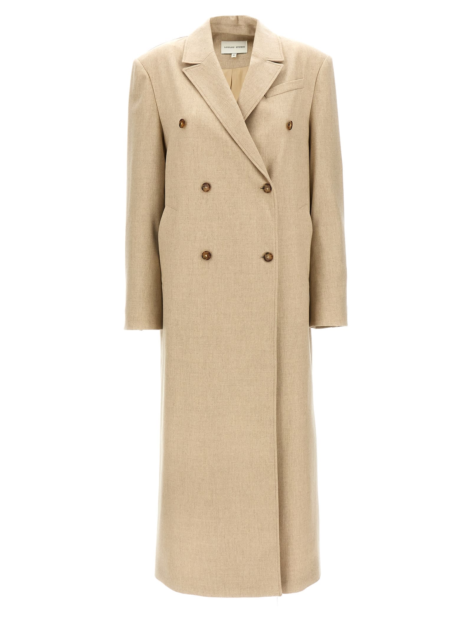 Shop Loulou Studio Zeno Coat In Beige