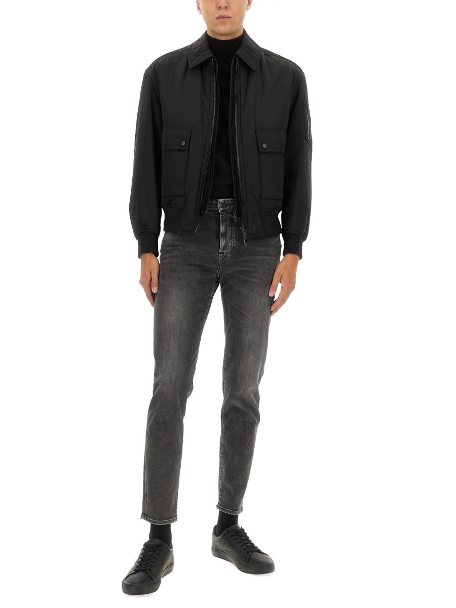 Hugo Boss Boss Bomber Jacket With Removable Lining In Black