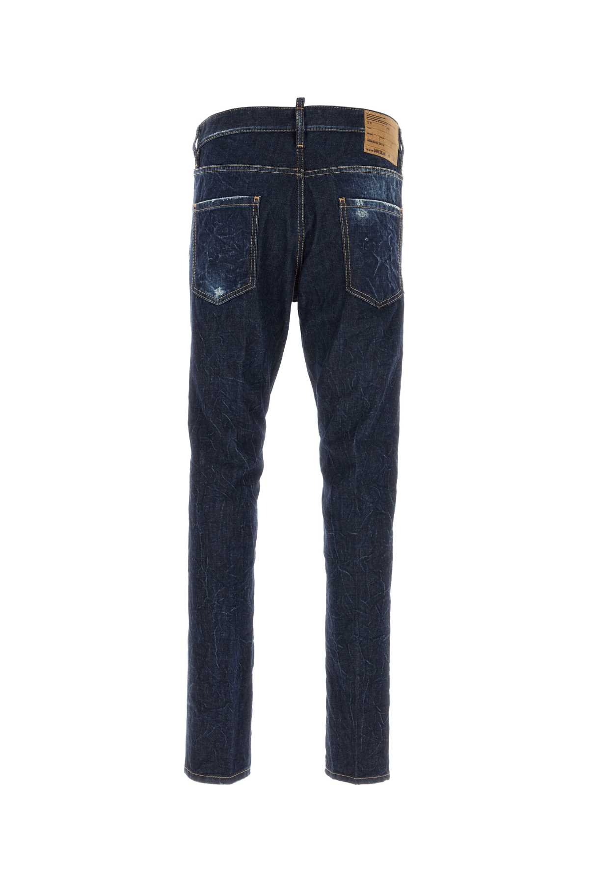 Dsquared2 Slim Navy Blue Washedeffect Jeans In Blue
