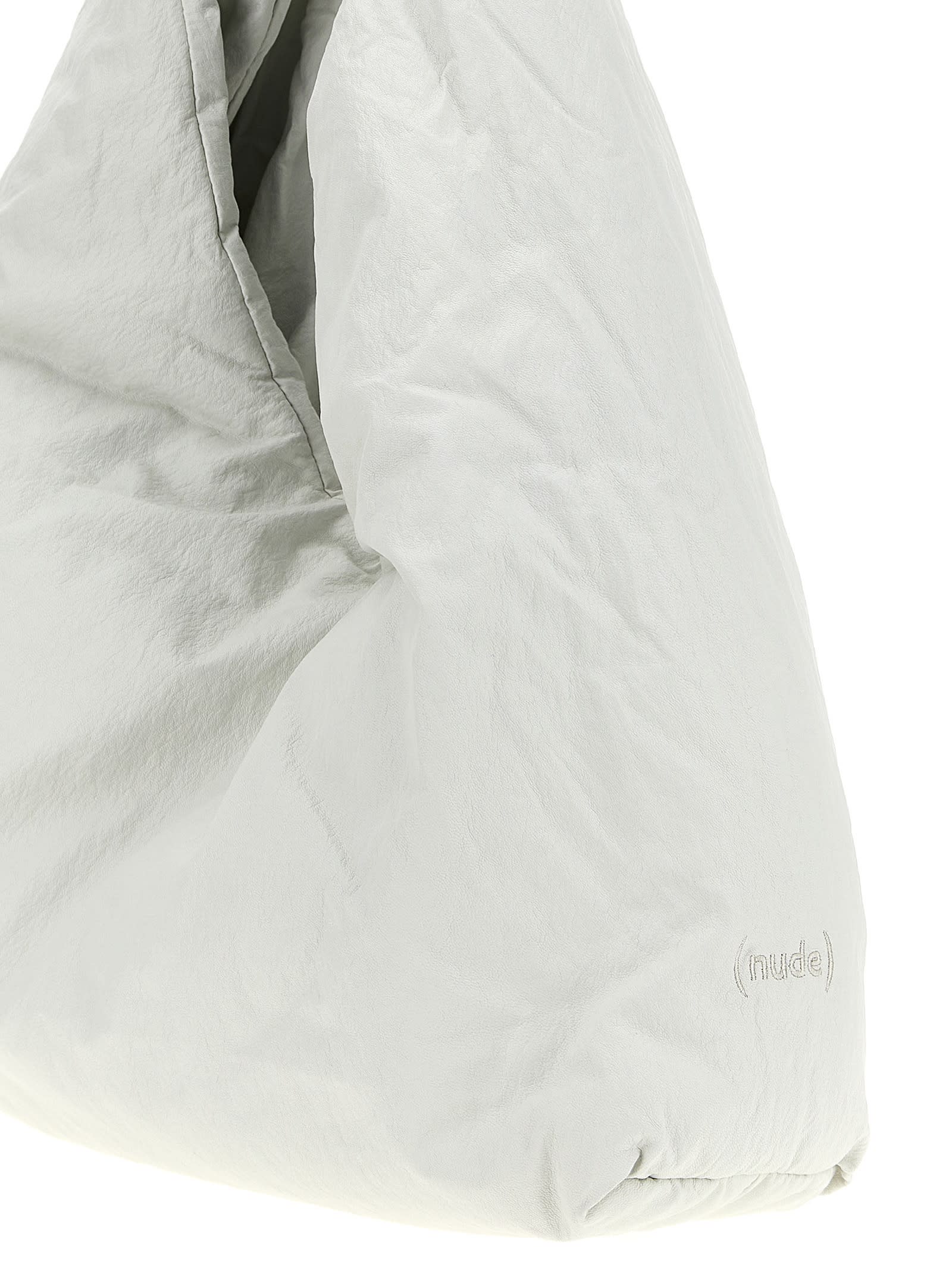 Nude Knit Hobo Shoulder Bag In White