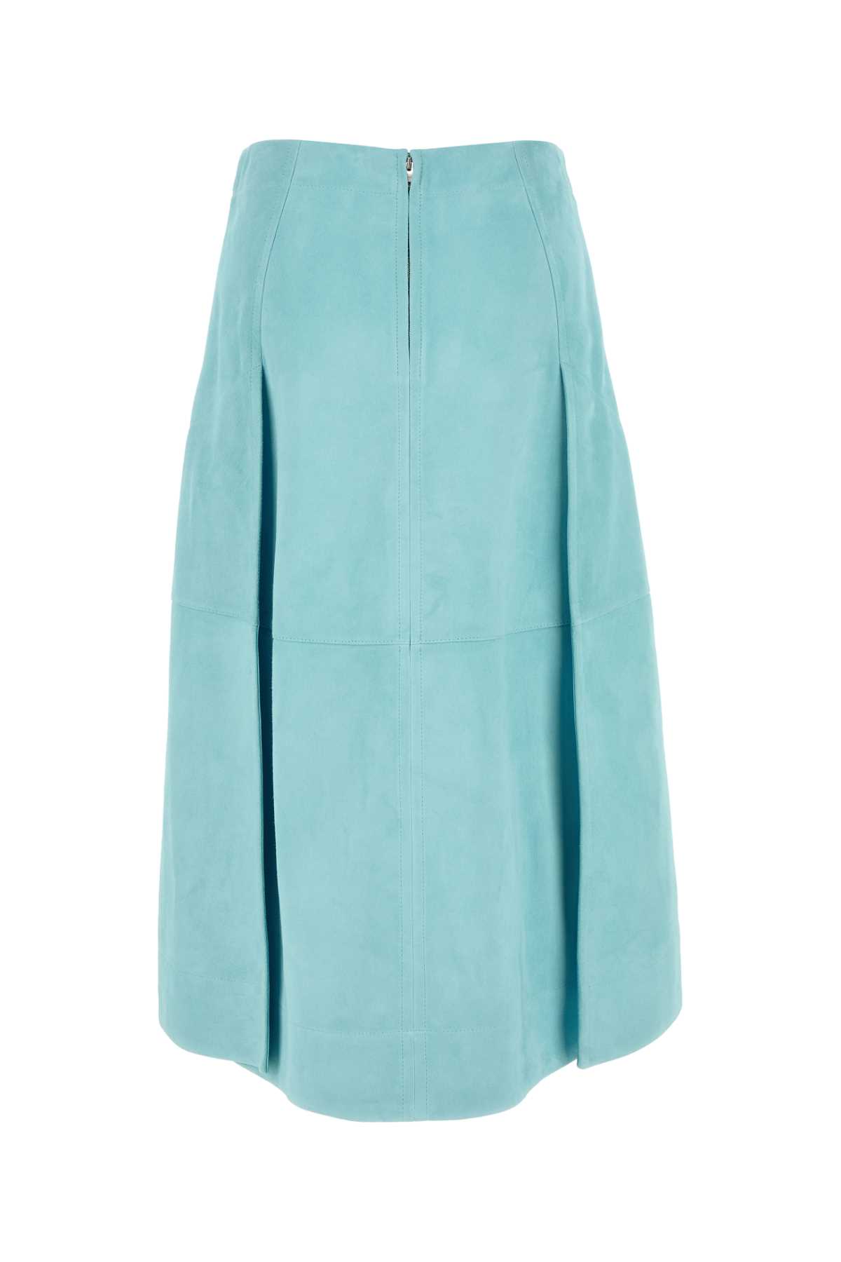 Bottega Veneta Skirt Suede Light Blue In Paleblue