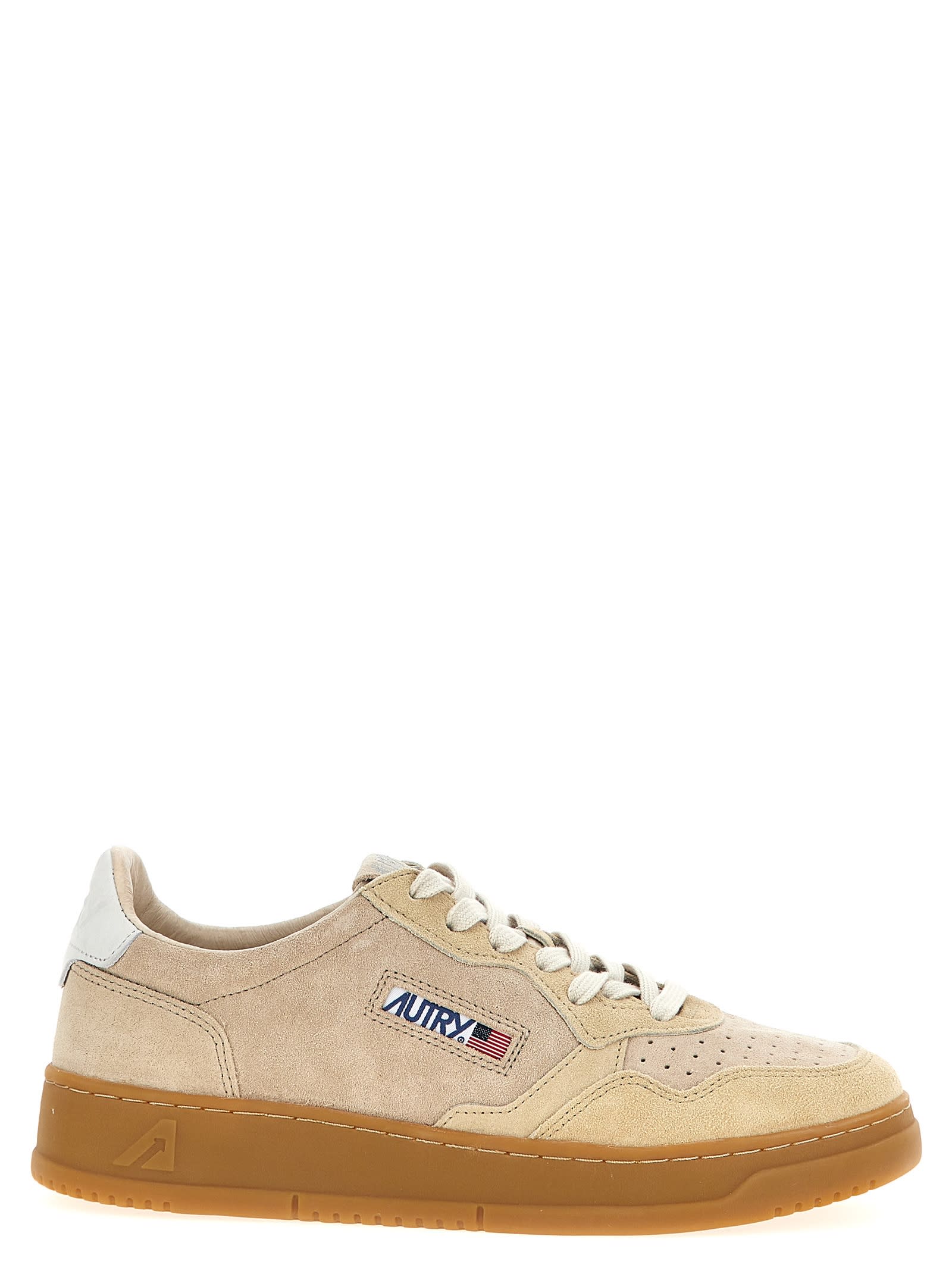 Shop Autry Medalist Low Sneakers In Beige