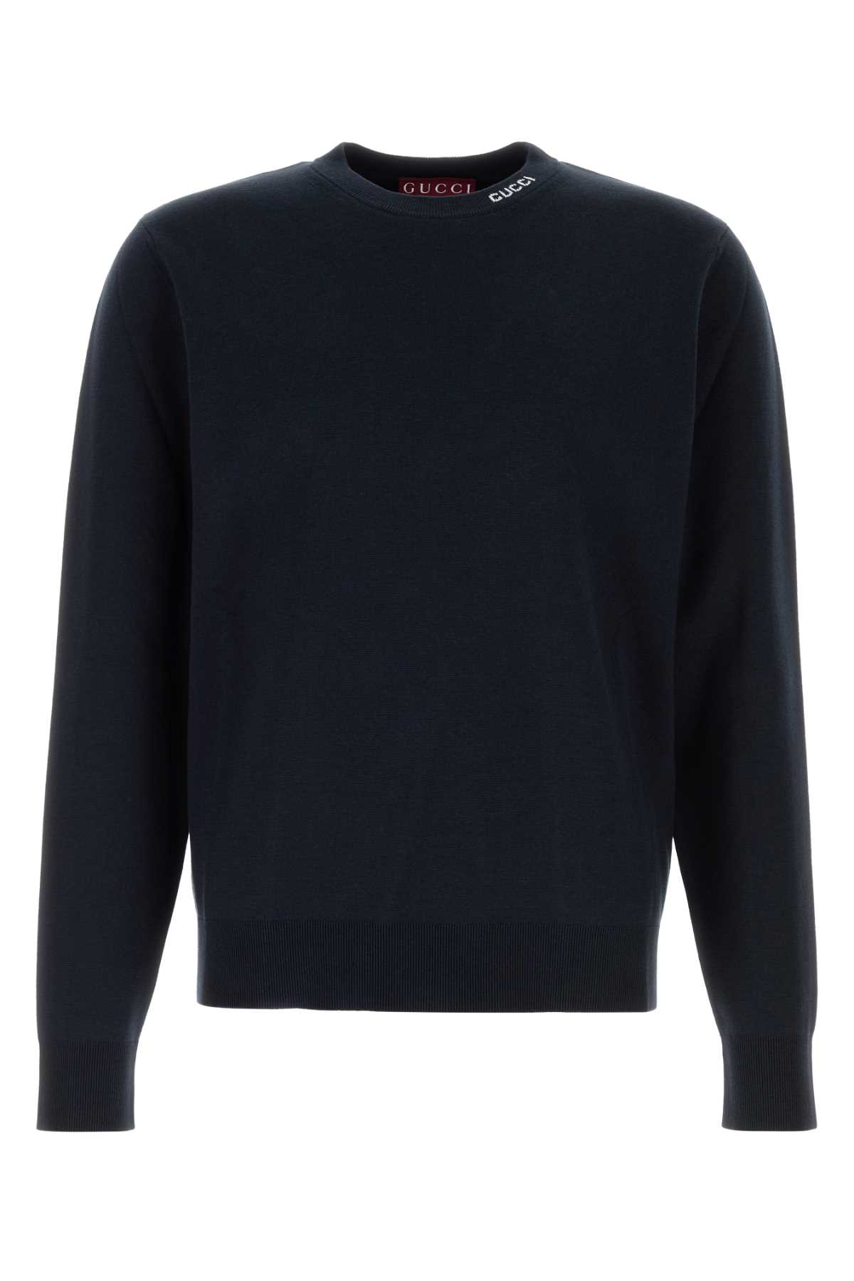 Gucci Maglione In Misto Seta Blu Notte Uomo In Blue