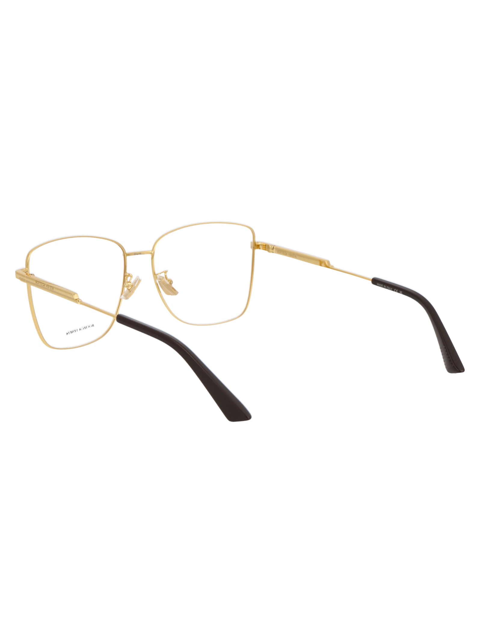Bottega Veneta Gold Gold Transparent Metal Glasses In Gold