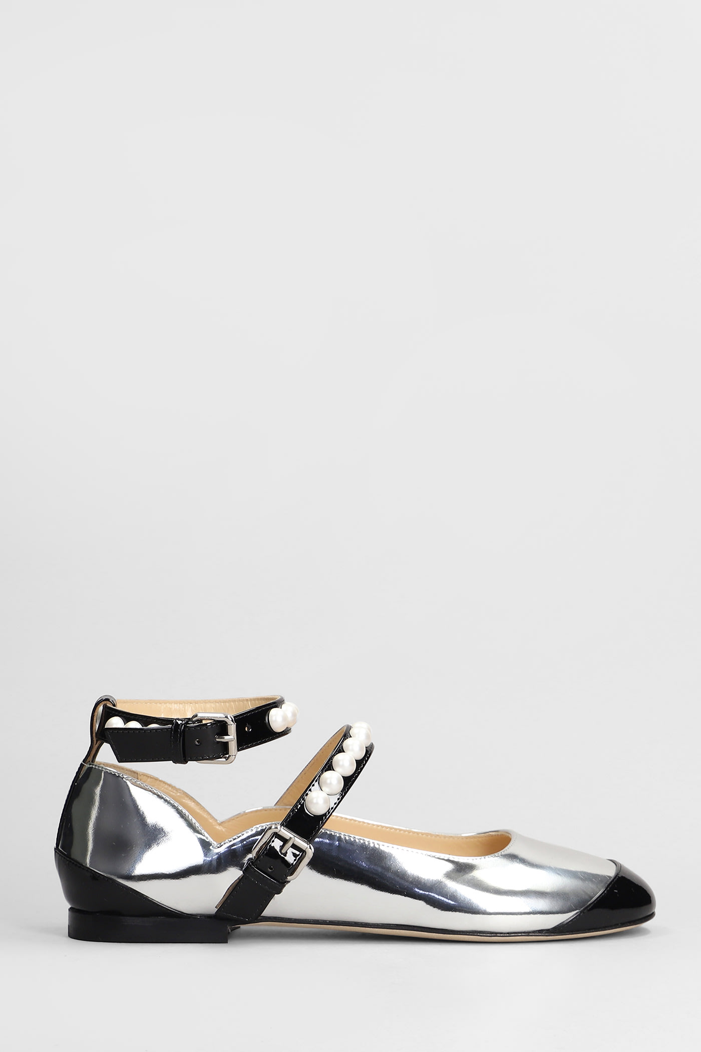 Shop Mach &amp; Mach Ballet Flats In Silver Leather