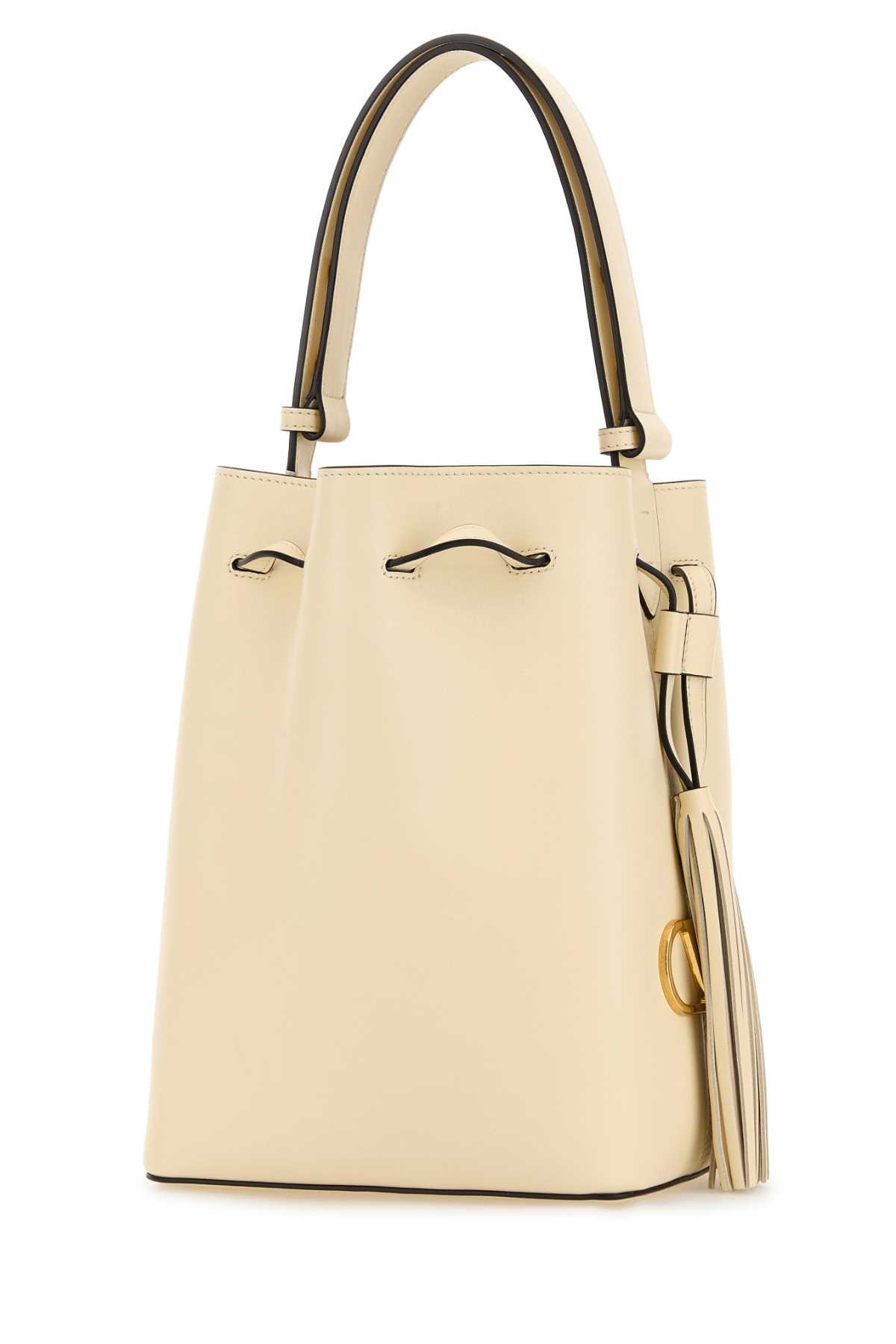Valentino Ivory Leather Vlogo Signature Bucket Bag In Neutral