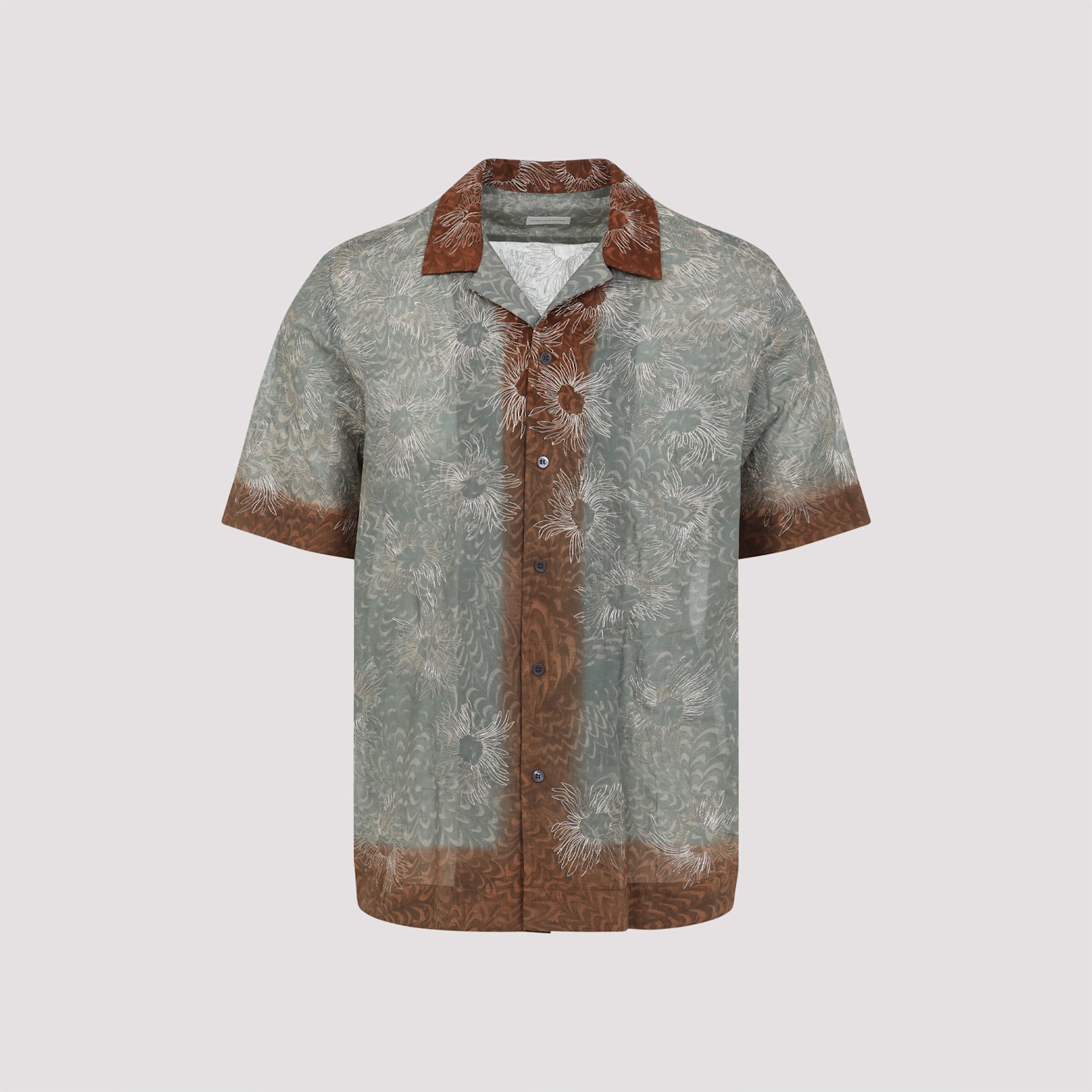 Dries Van Noten Short-sleeved Floral Pattern Shirt In Vibrant Green In Mint