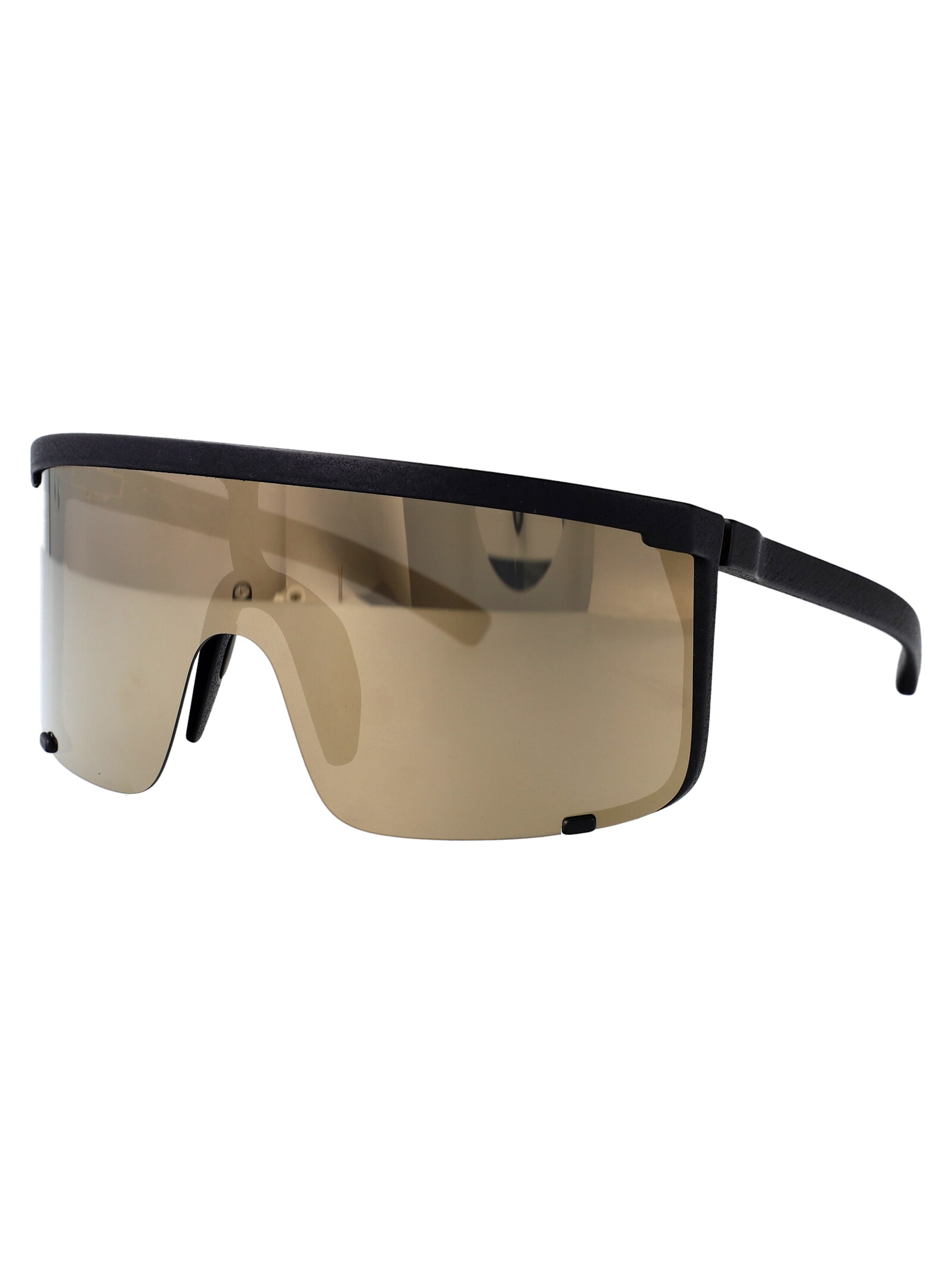 Mykita Md1 Pitch Black Gold Shield Acetate Sunglasses In Black