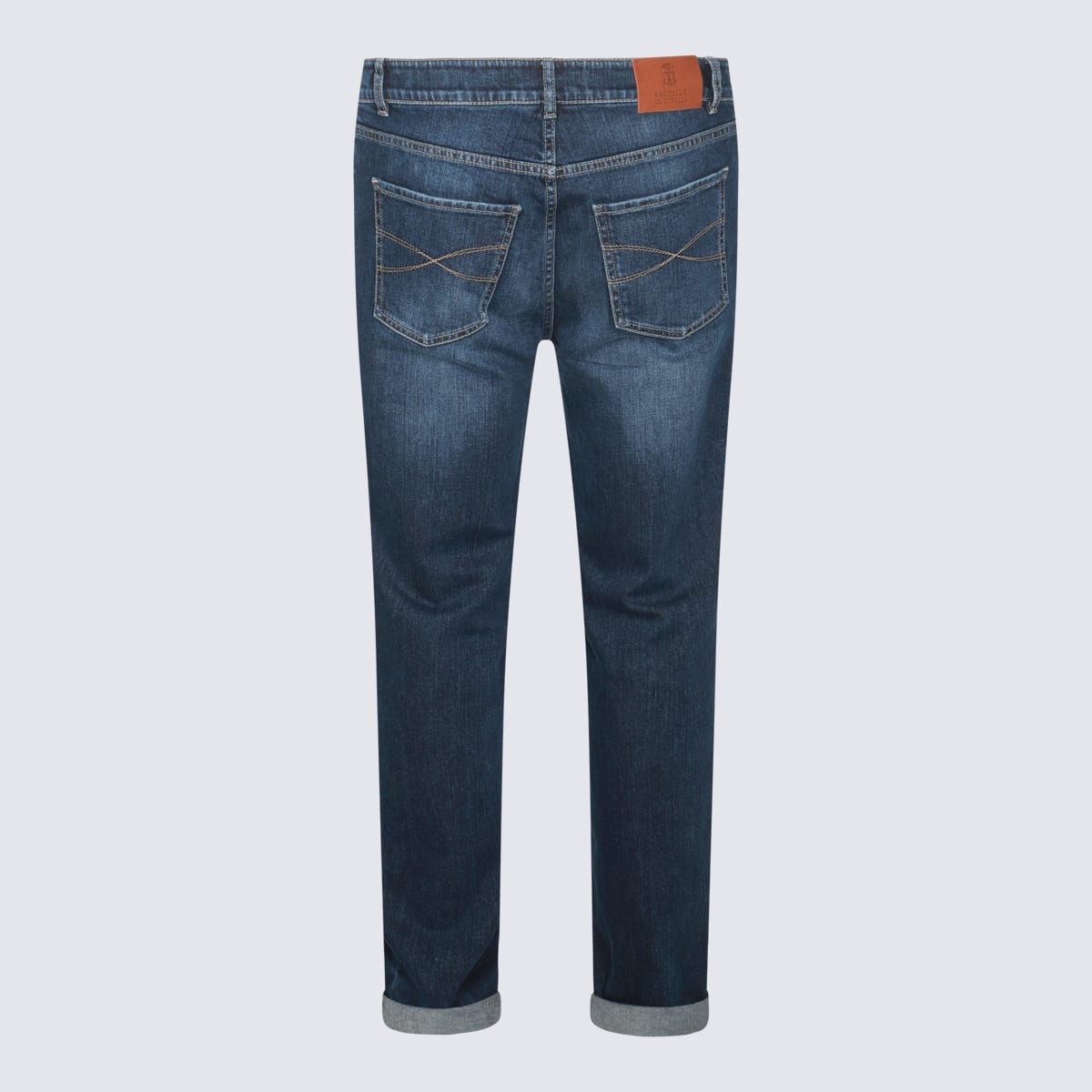 Shop Brunello Cucinelli Dark Blue Cotton Jeans