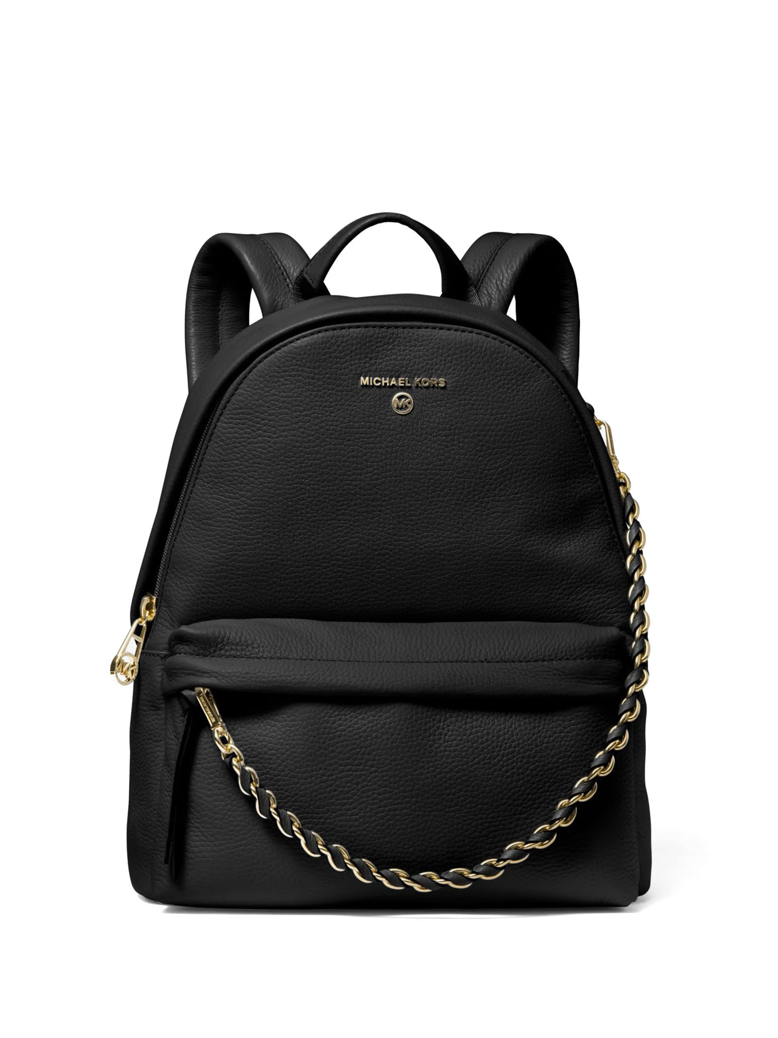 Shop Michael Kors Medium Slater Backpack In Pebbled Leather In Black