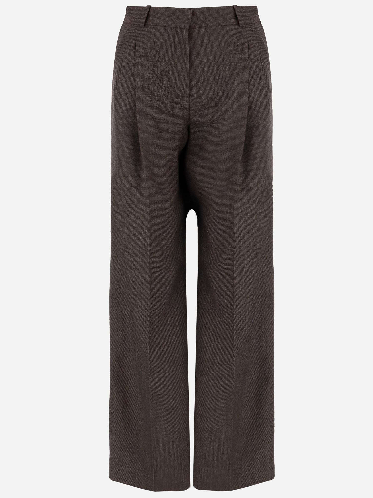 Ql2 Mafalda Wool Straight-leg Pants In Brown