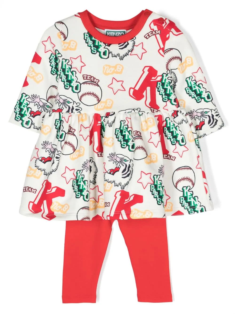 Kenzo Printed Leggings And Dress Set In Cream