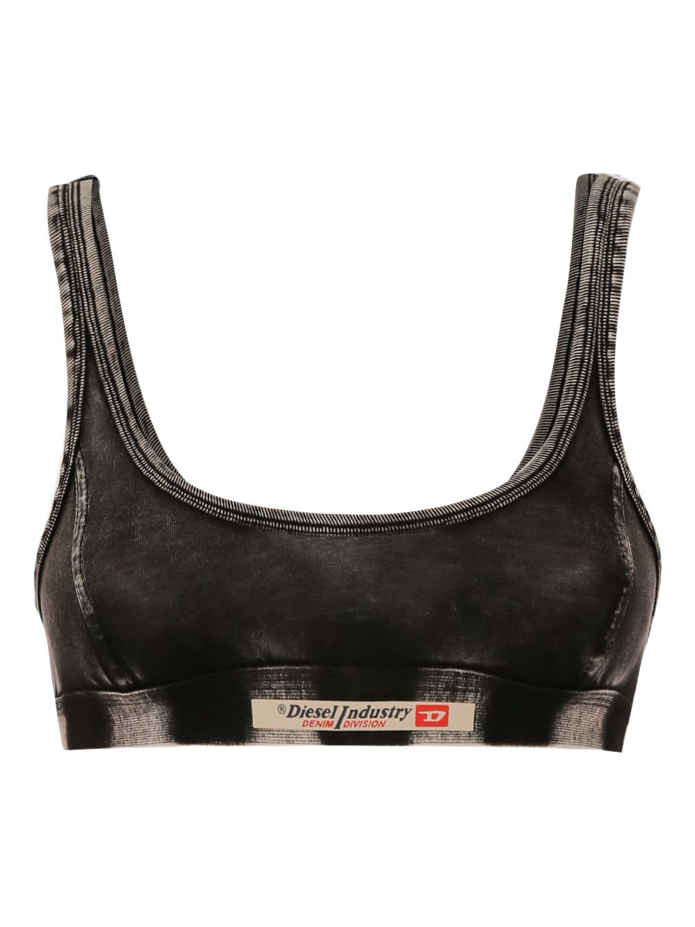 Diesel Denim Print Bralette Bra In Black
