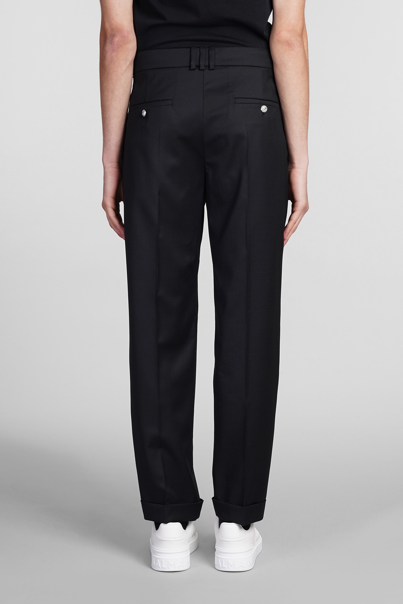 Shop Balmain Pants In Black Wool