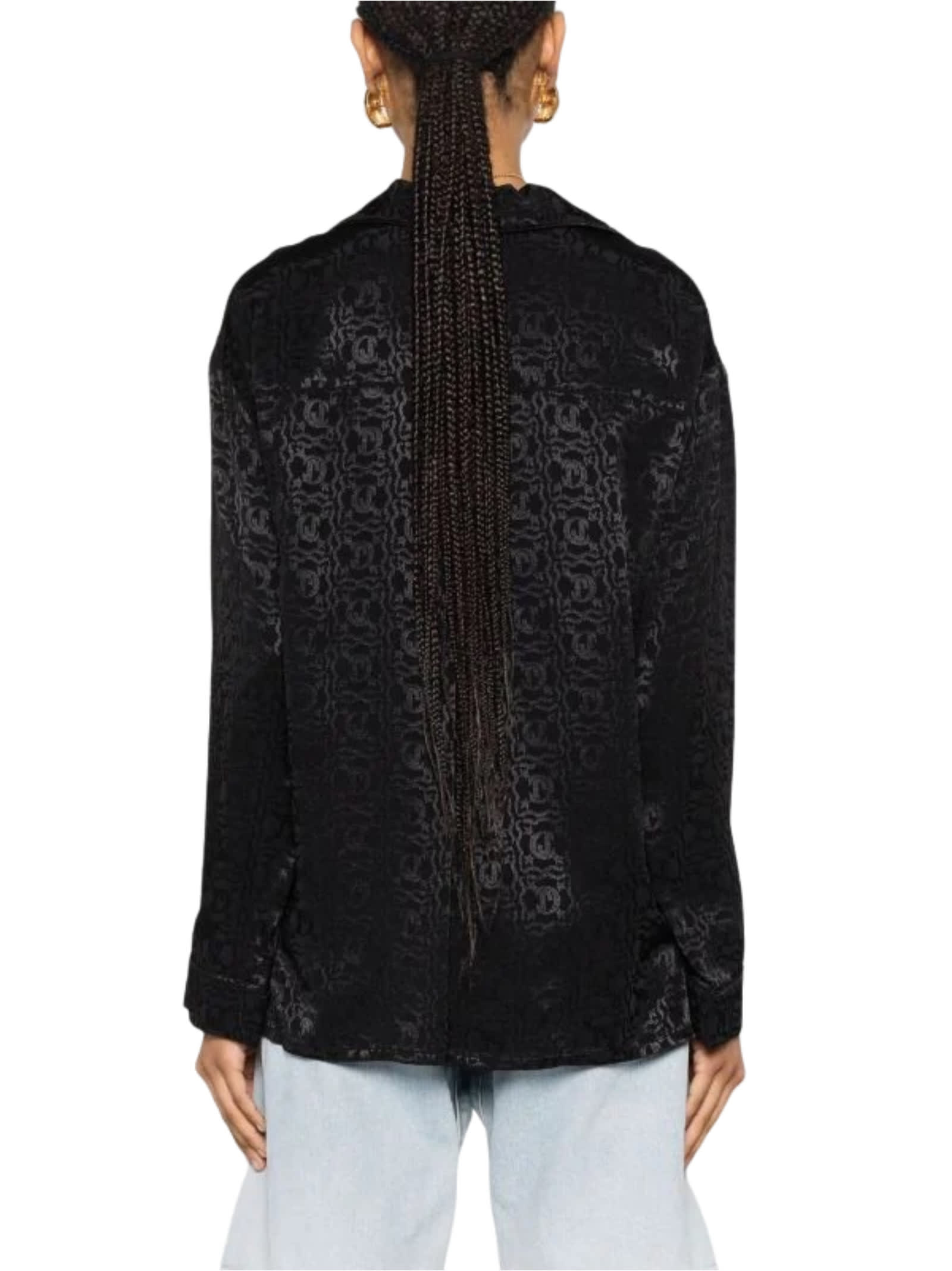 Just Cavalli Logo-jacquard Shirt In Black