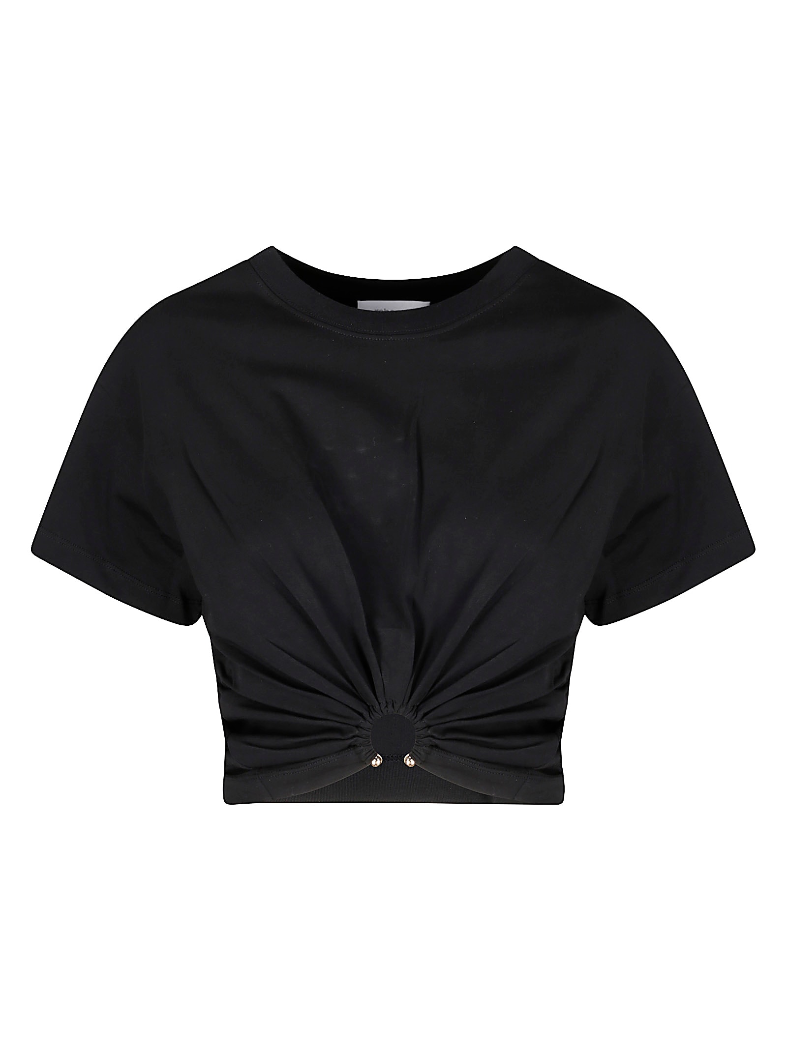 Rabanne Piercing Cropped T-shirt In Black Cotton In Black