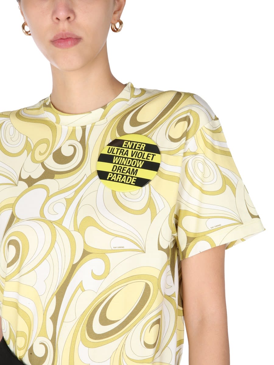 Shop Raf Simons Crew Neck T-shirt In Yellow