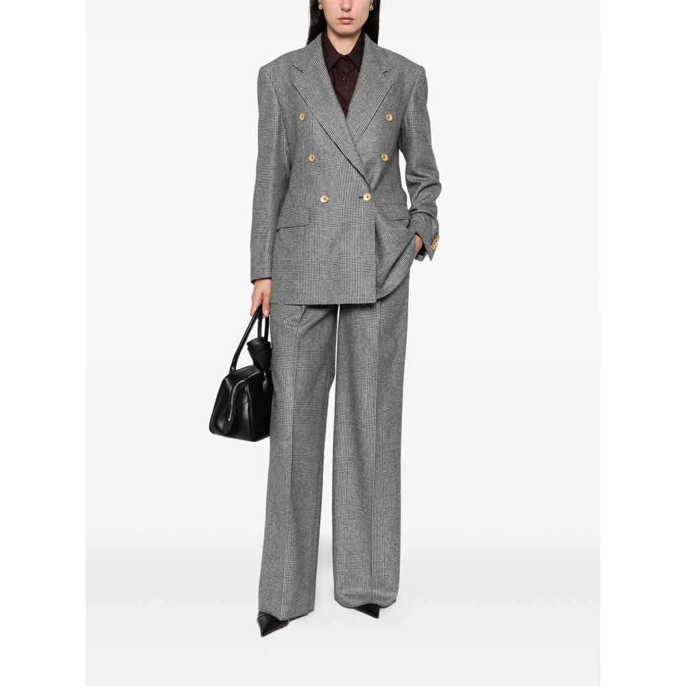 Tagliatore Double-breasted Jacket In Prince Of Wales Wool In Gray