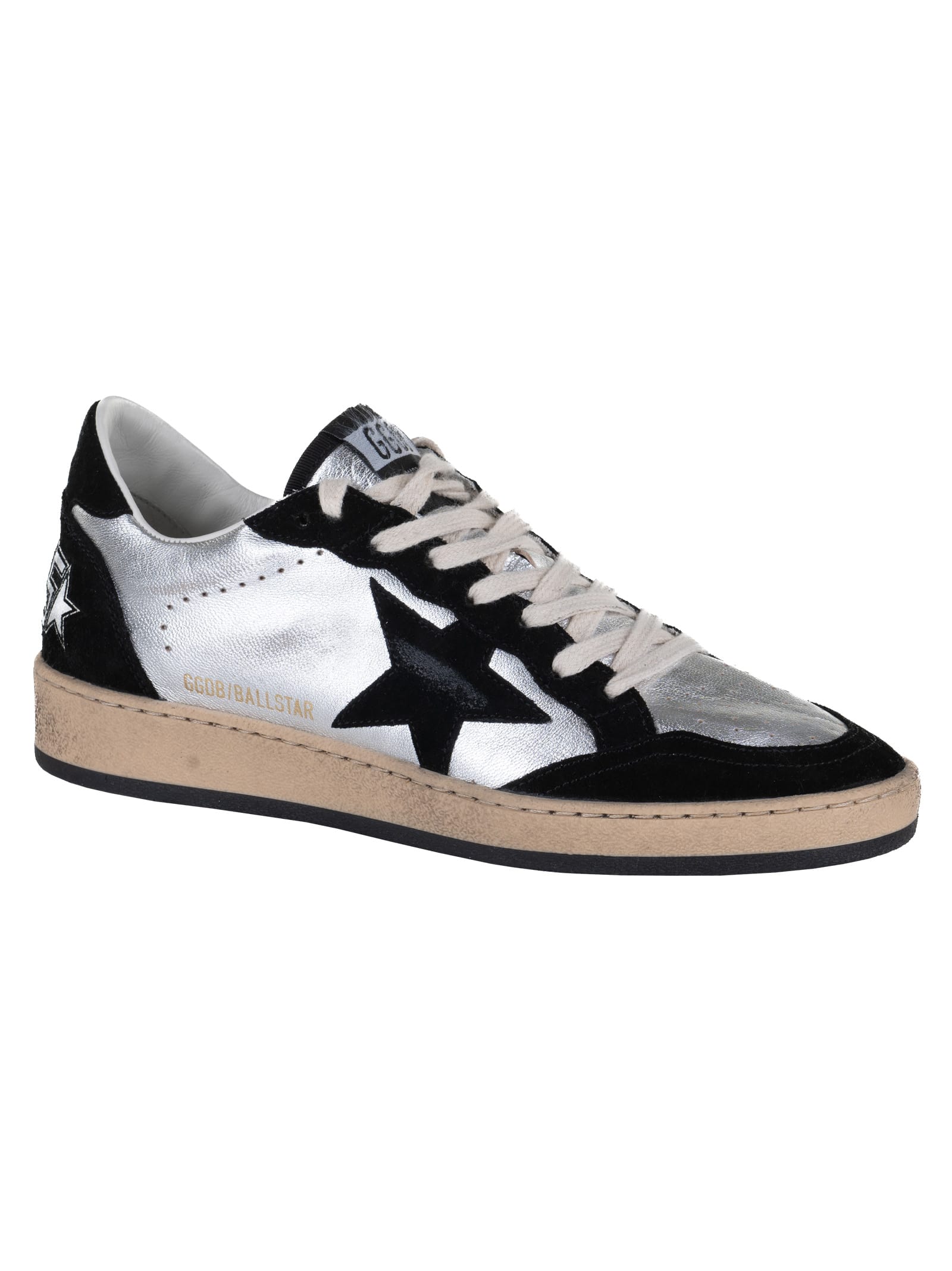 Golden Goose Sneakers Ball Star Laminated Upper And Toe Box In Argento ...